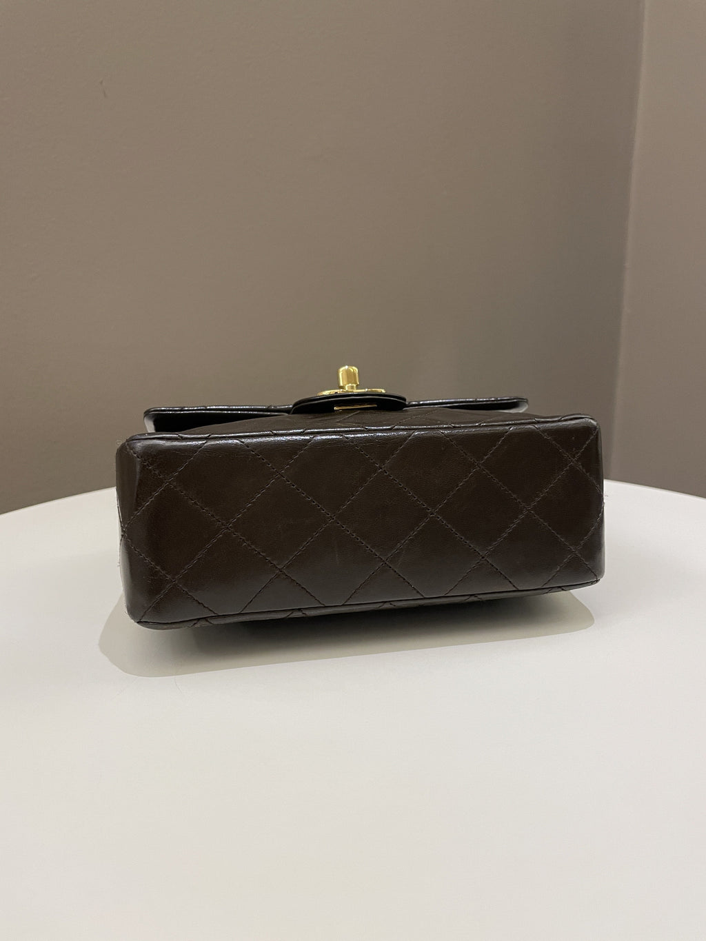 Chanel Vintage Classic Quilted Mini Square Brown Lambskin