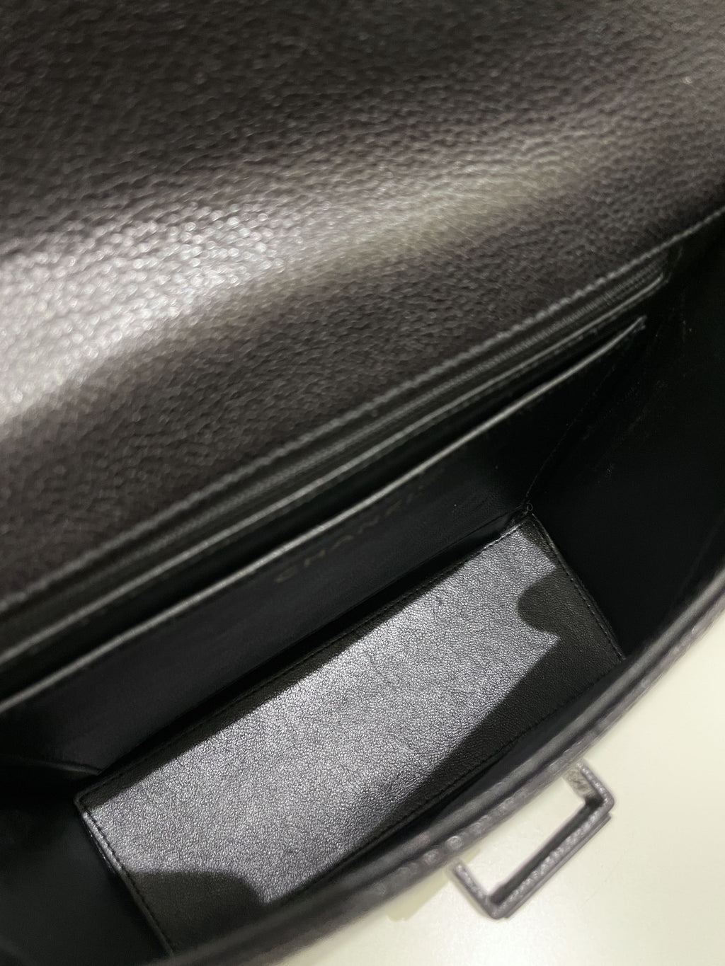 Chanel Vintage Messenger Crossbody Black Grainy Leather