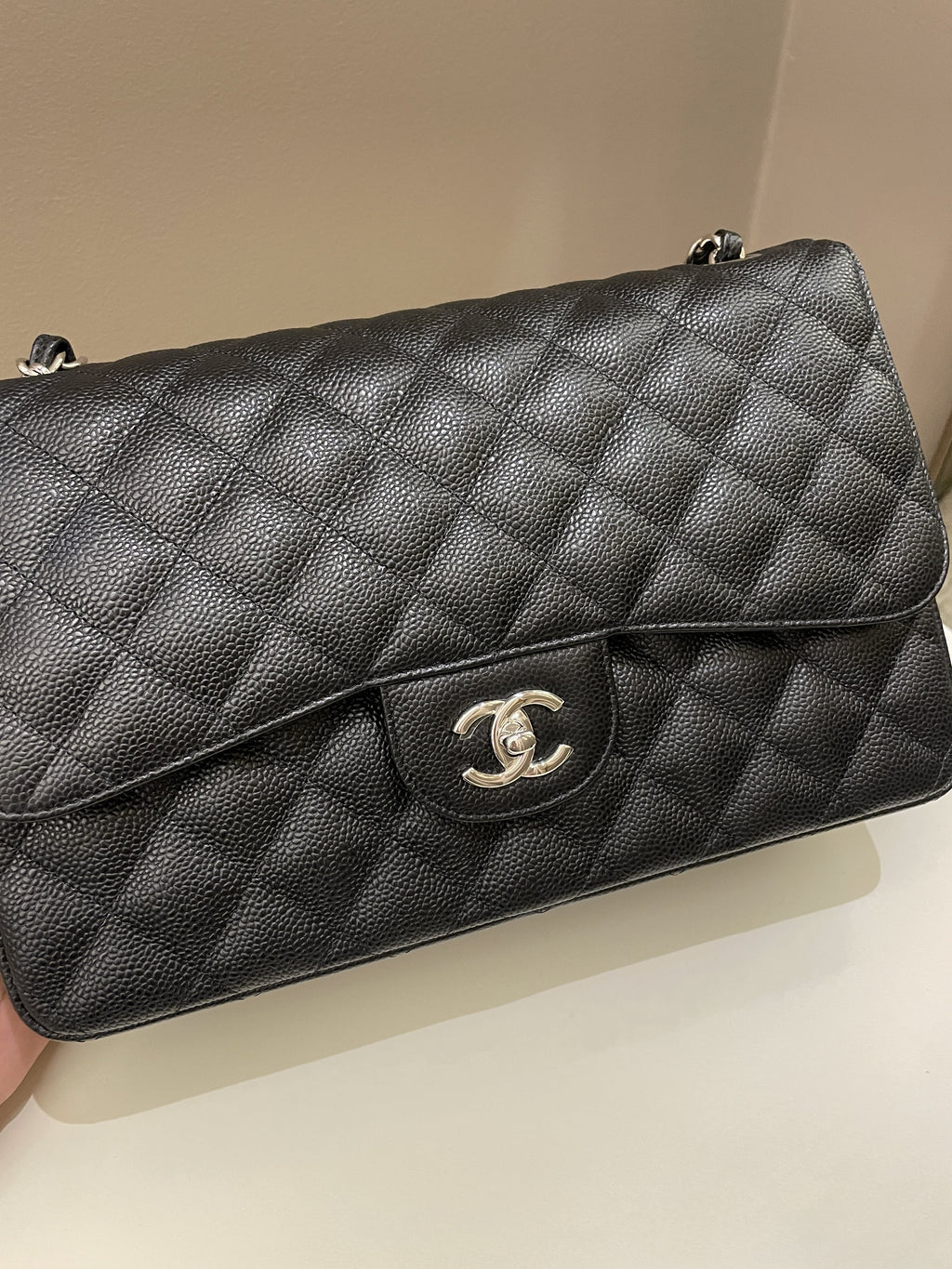 Chanel Classic Quilted Jumbo Double Flap Black Caviar