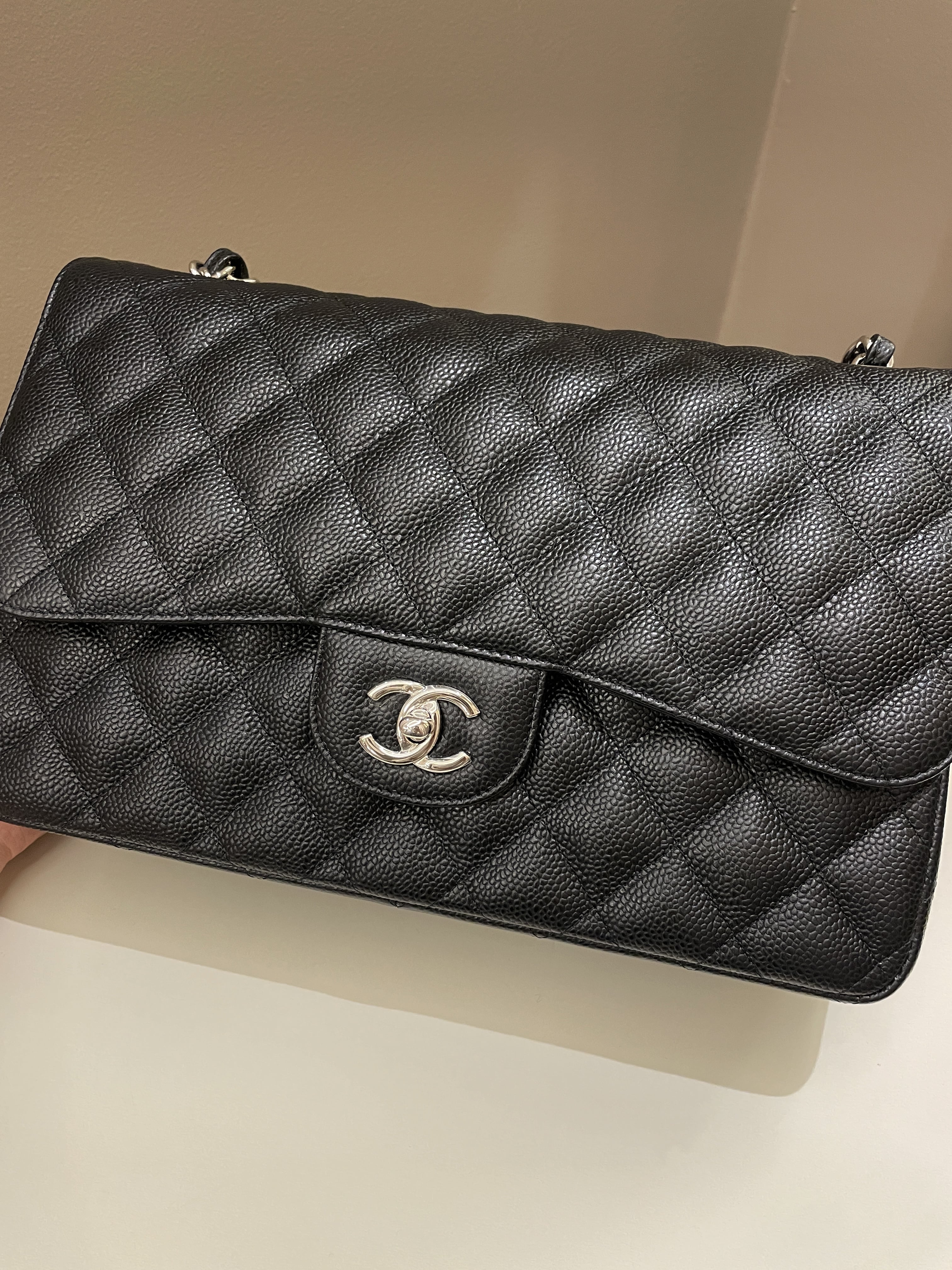 Chanel Classic Quilted Jumbo Double Flap Black Caviar