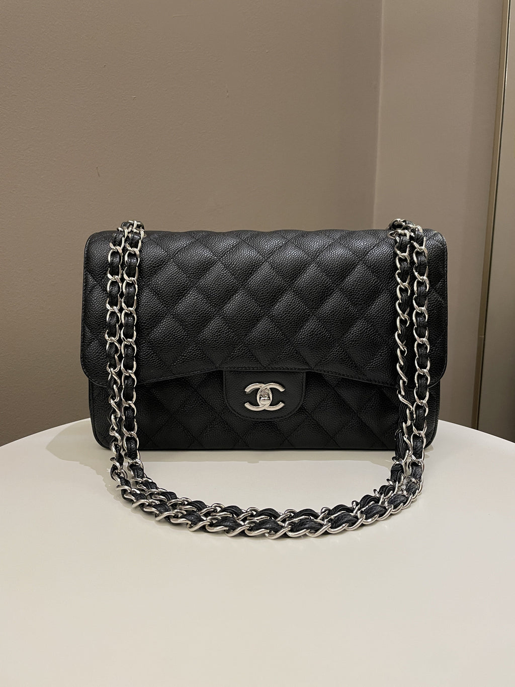 Chanel Classic Quilted Jumbo Double Flap Black Caviar