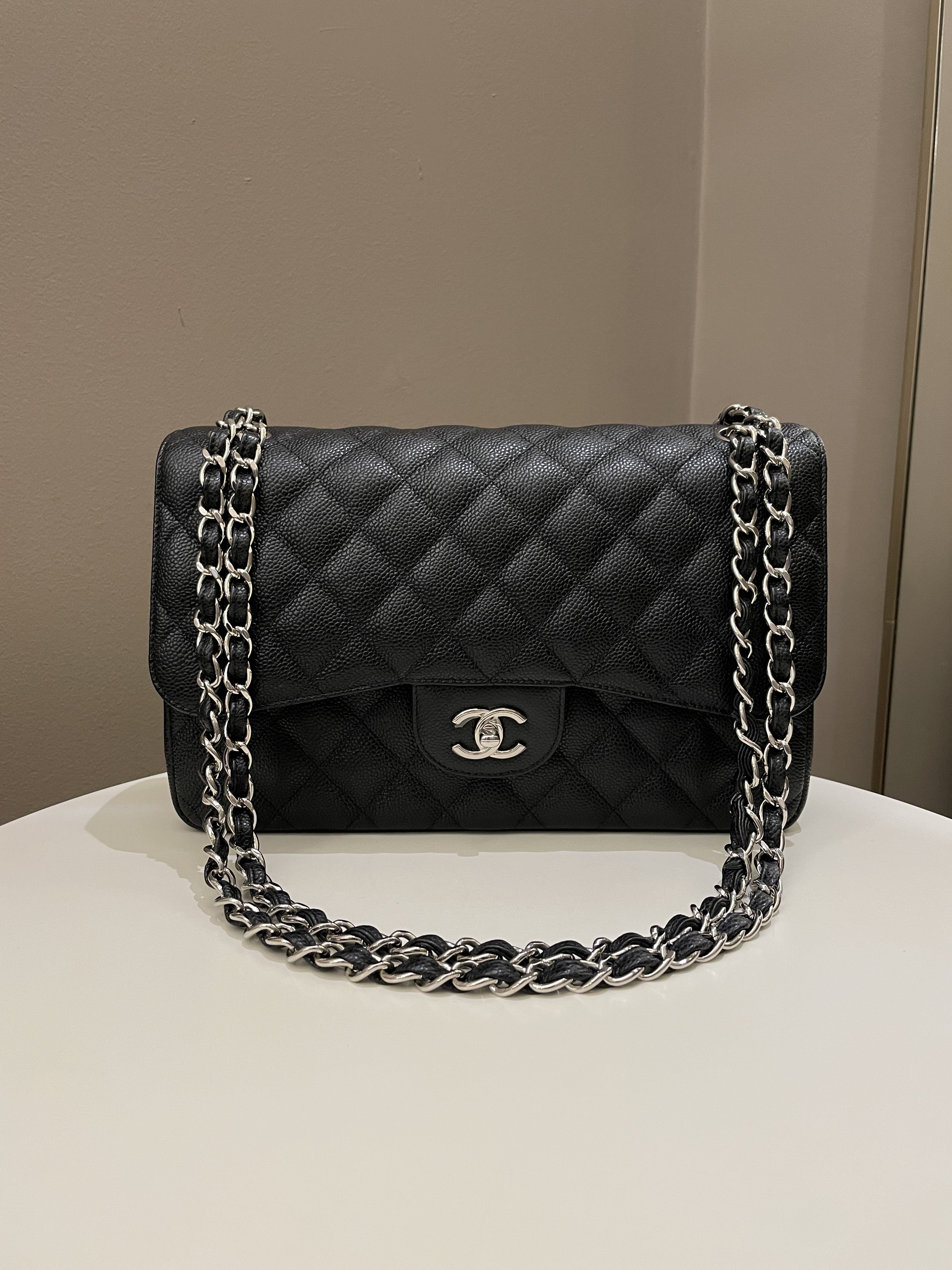 Chanel Classic Quilted Jumbo Double Flap Black Caviar