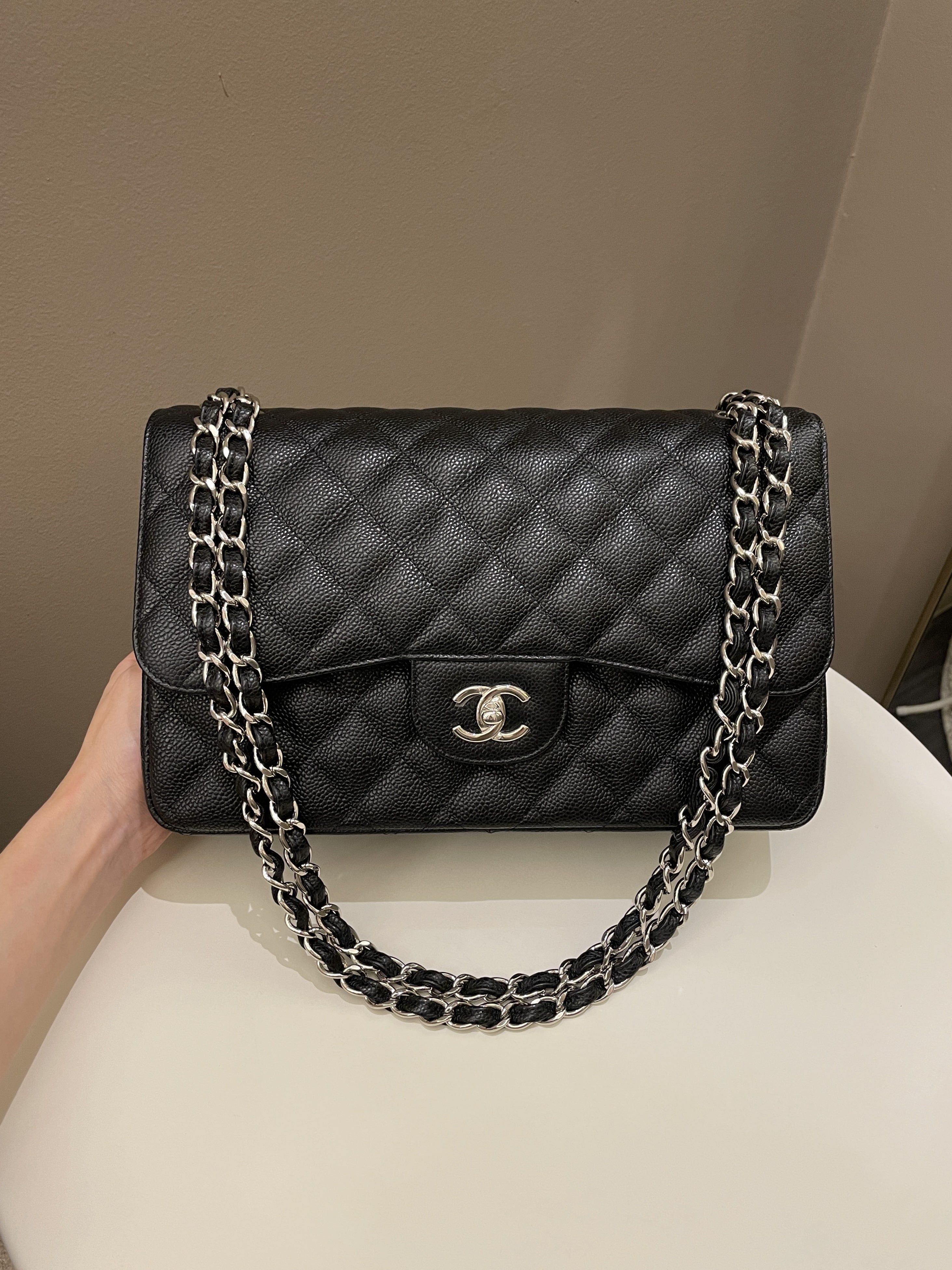 Chanel Classic Quilted Jumbo Double Flap Black Caviar