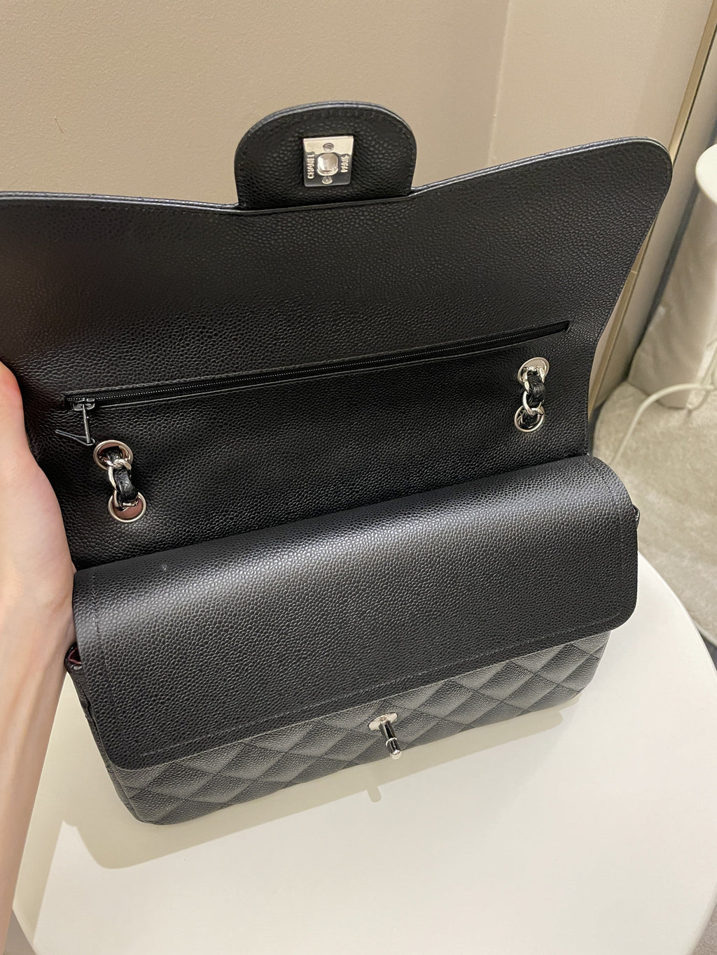 Chanel Classic Quilted Jumbo Double Flap Black Caviar