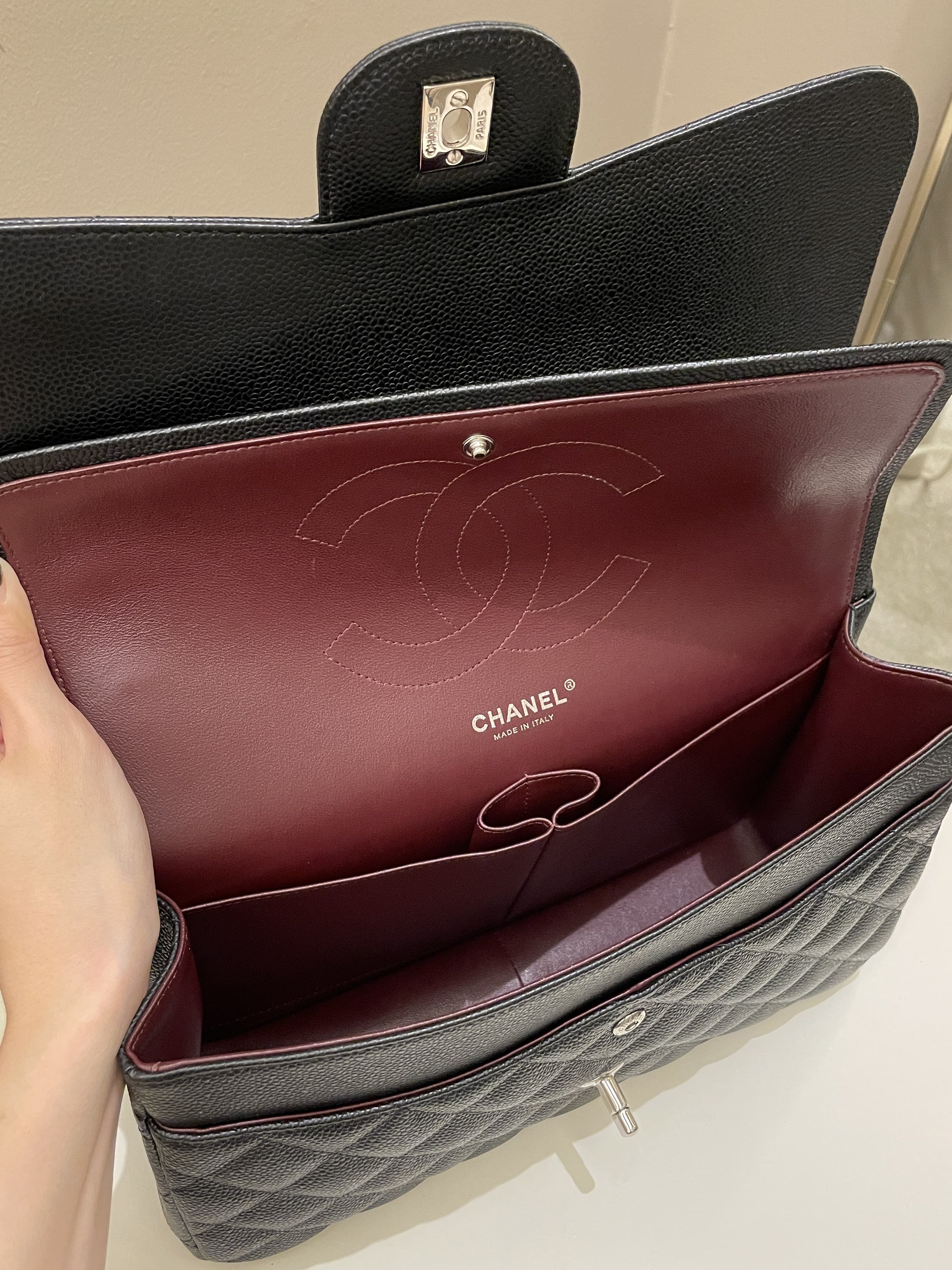 Chanel Classic Quilted Jumbo Double Flap Black Caviar