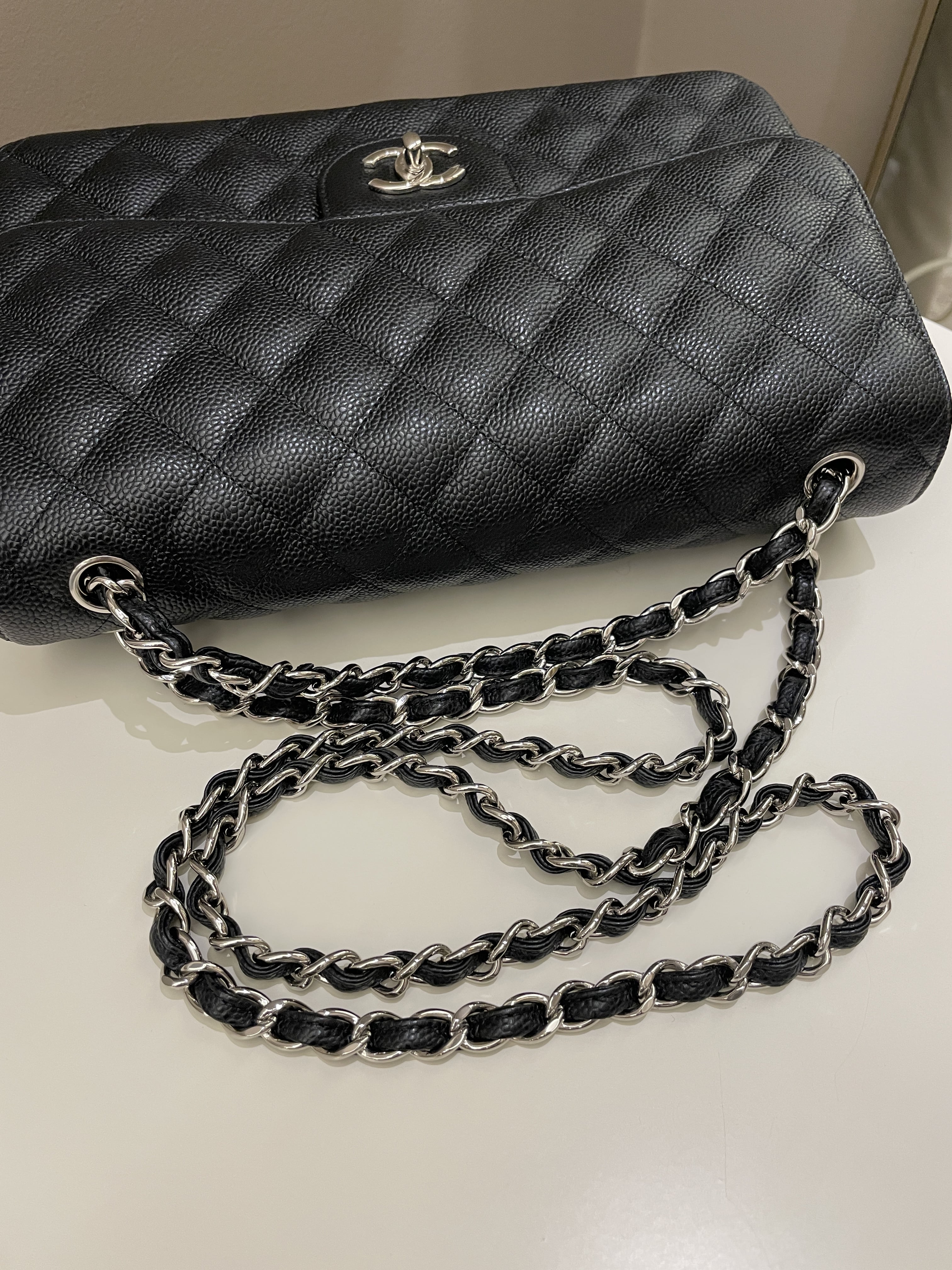 Chanel Classic Quilted Jumbo Double Flap Black Caviar