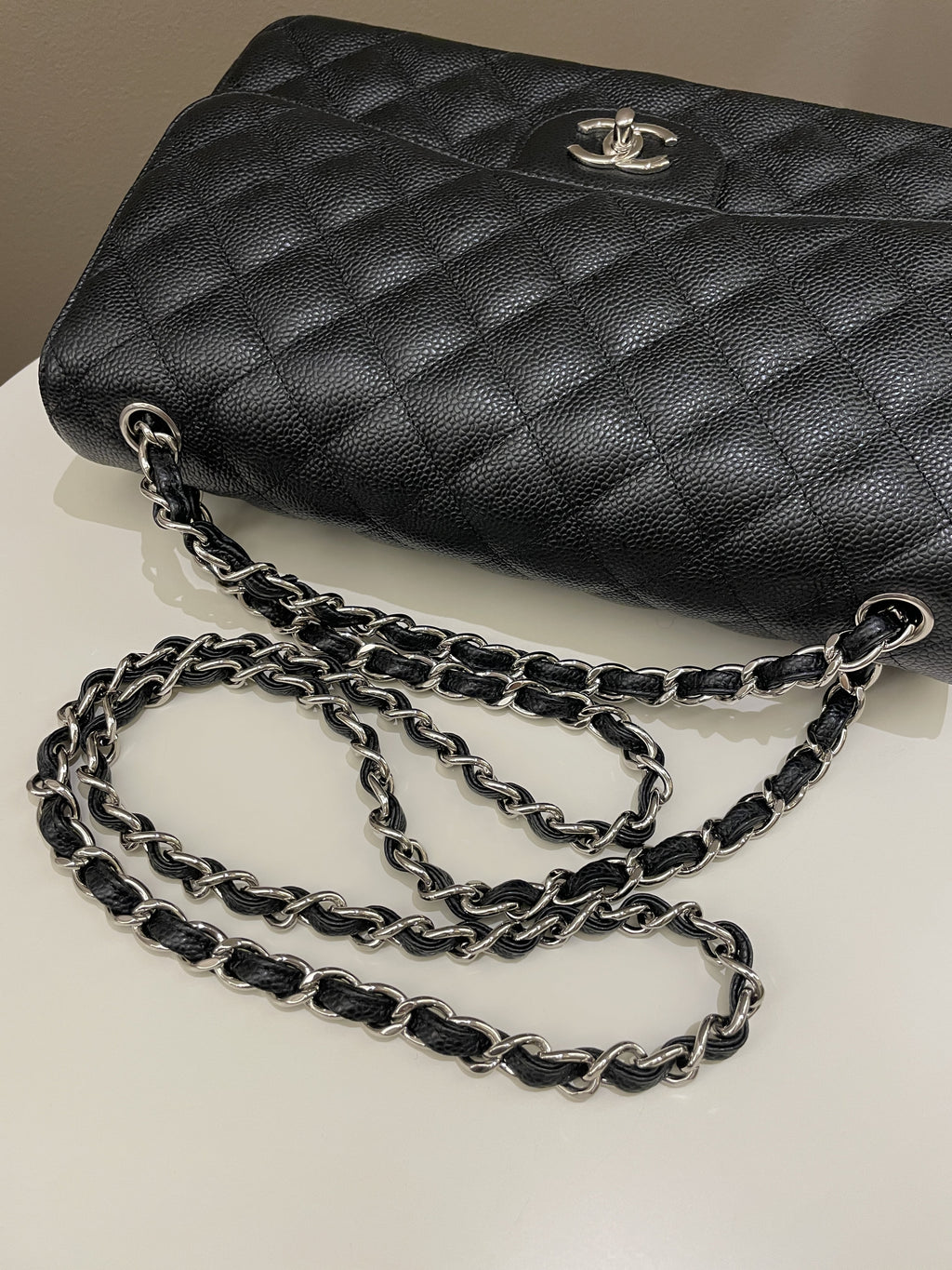 Chanel Classic Quilted Jumbo Double Flap Black Caviar
