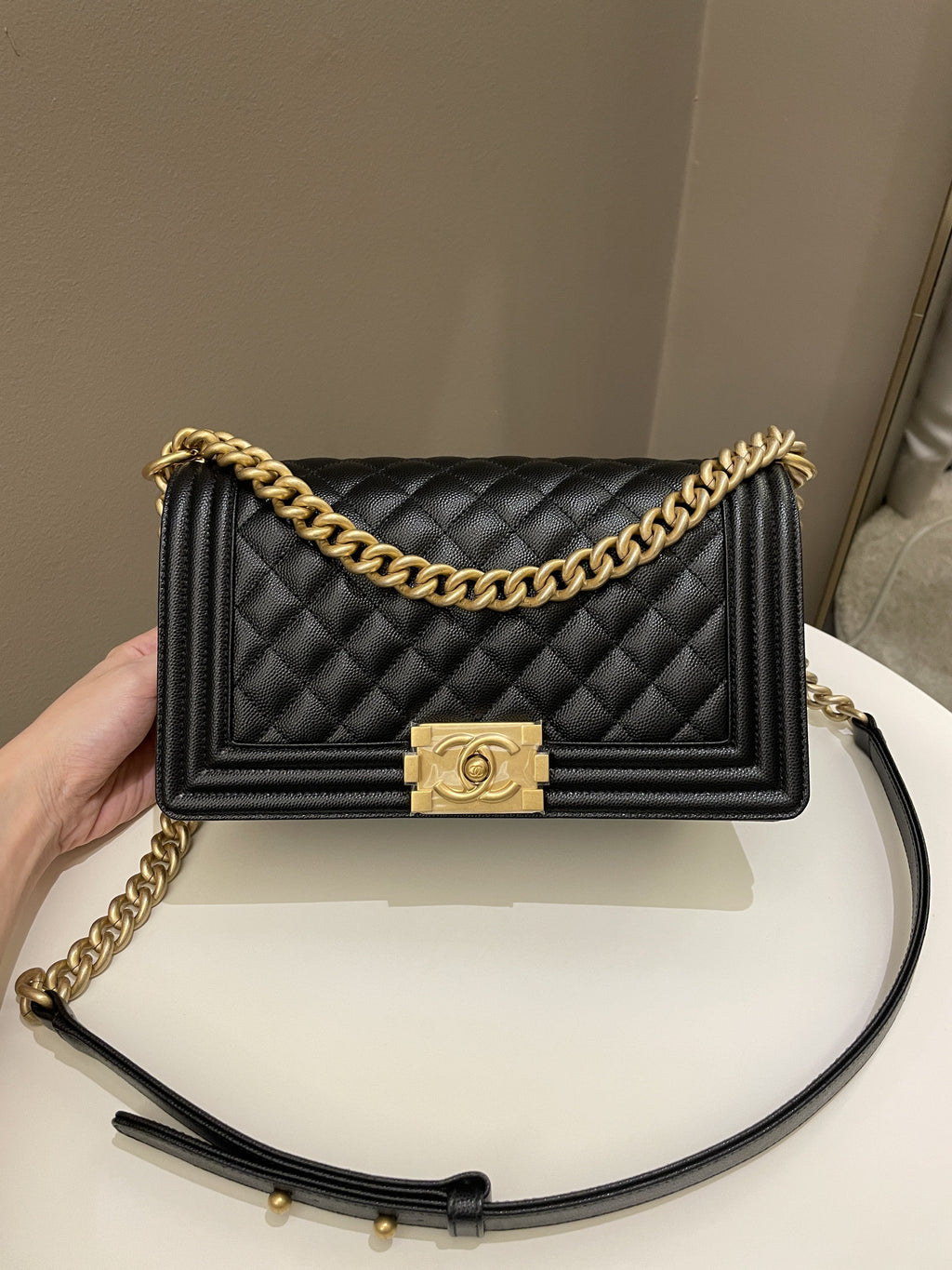 Chanel Quilted Boy Old Medium Black Caviar