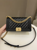 Chanel Quilted Boy Old Medium Black Caviar
