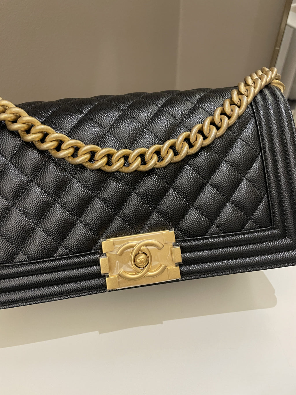 Chanel Quilted Boy Old Medium Black Caviar