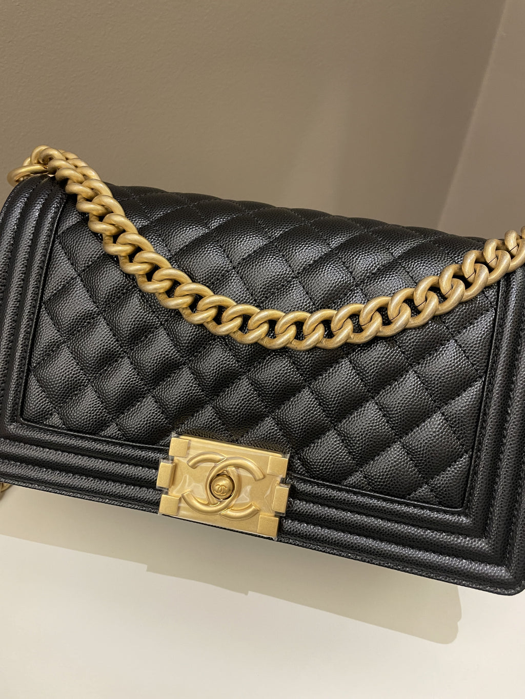 Chanel Quilted Boy Old Medium Black Caviar