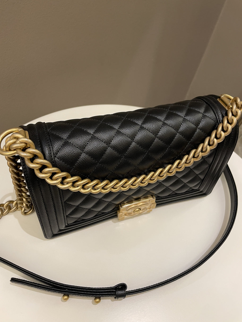 Chanel Quilted Boy Old Medium Black Caviar