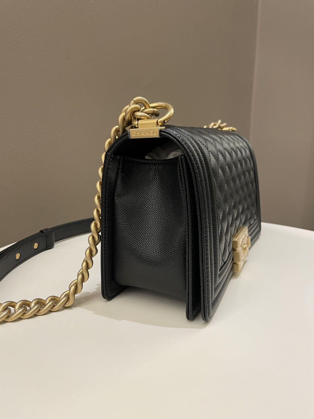 Chanel Quilted Boy Old Medium Black Caviar
