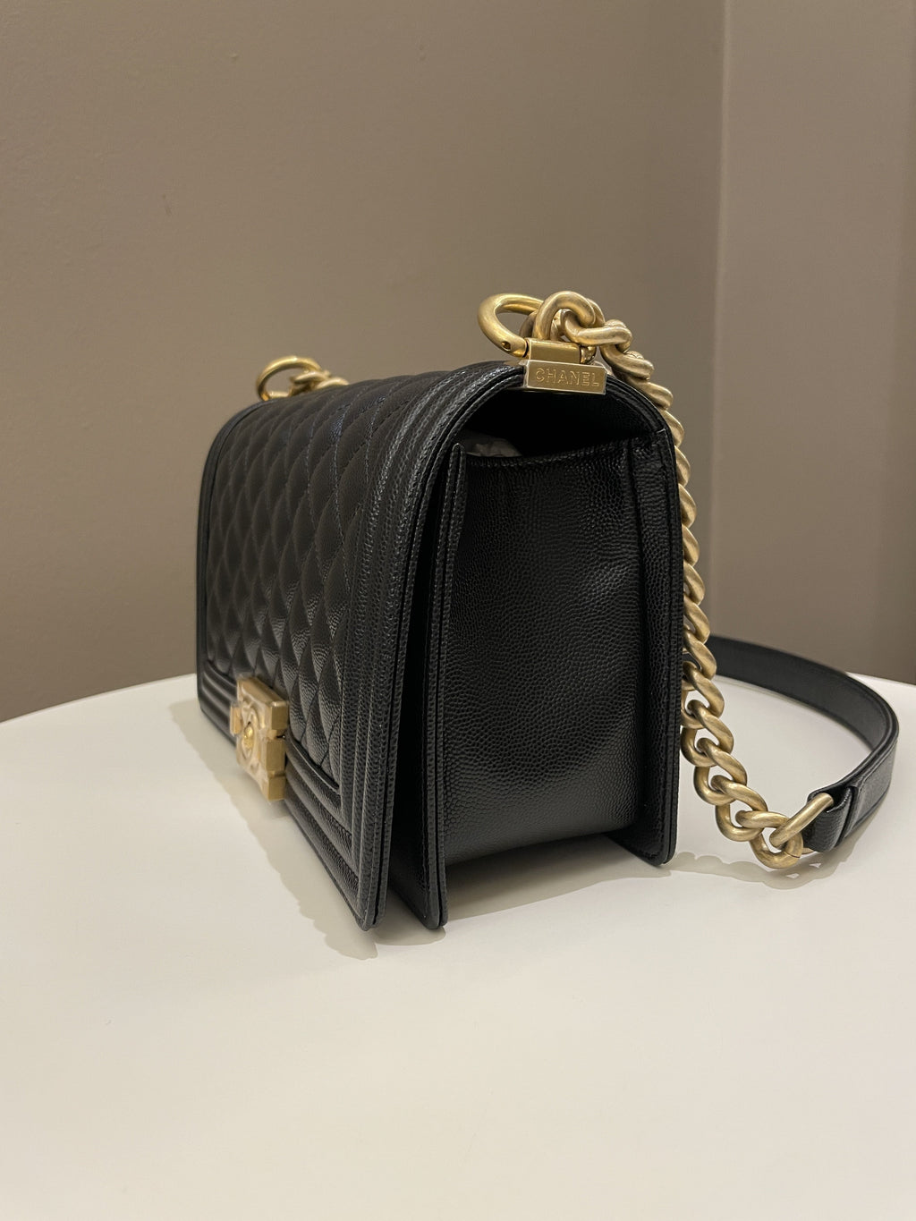 Chanel Quilted Boy Old Medium Black Caviar