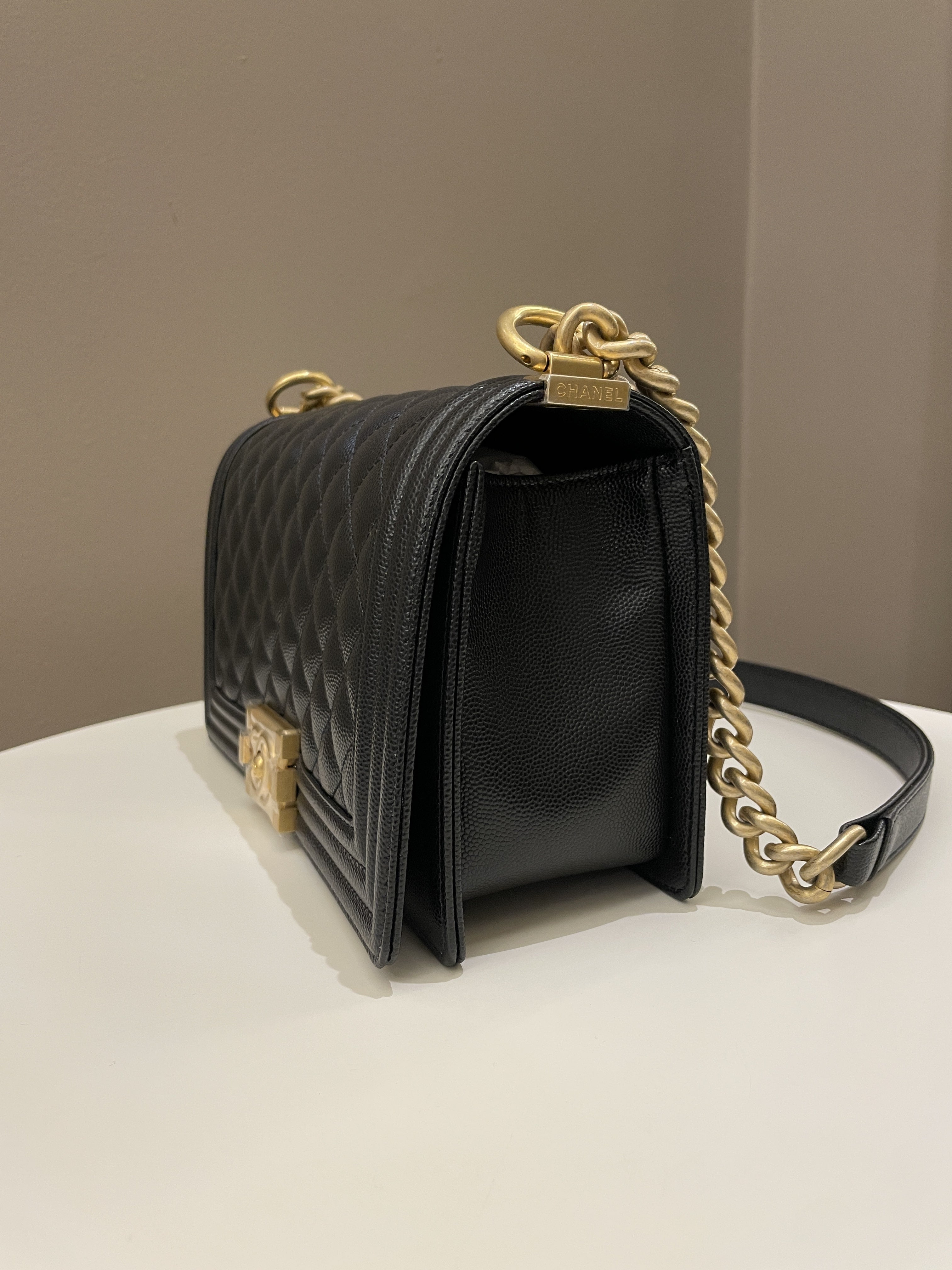 Chanel Quilted Boy Old Medium Black Caviar