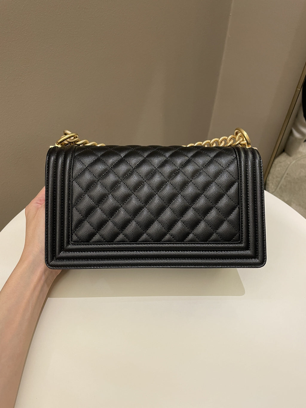Chanel Quilted Boy Old Medium Black Caviar
