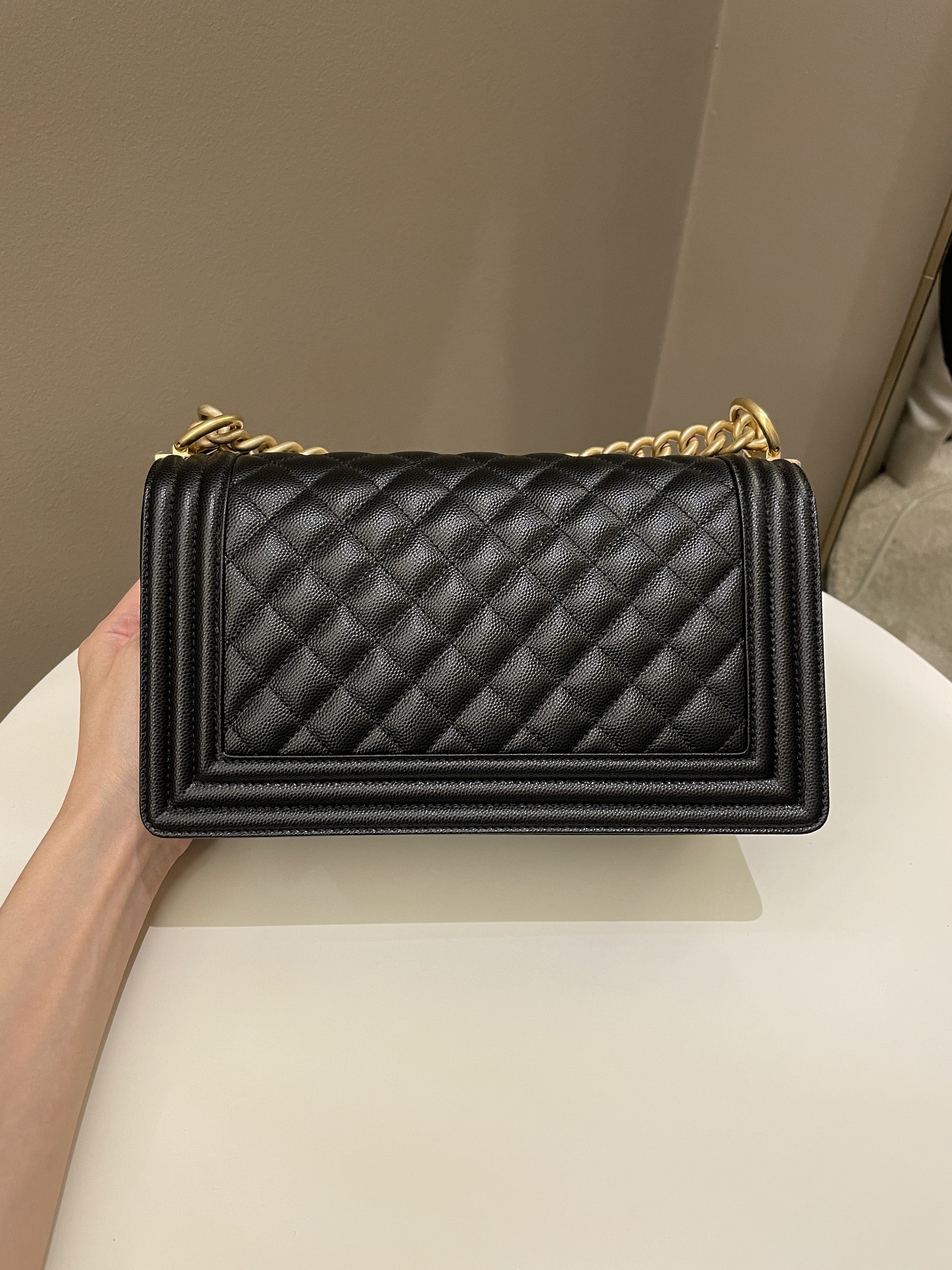 Chanel Quilted Boy Old Medium Black Caviar