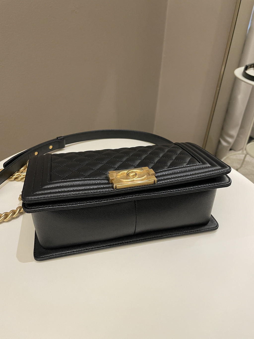 Chanel Quilted Boy Old Medium Black Caviar
