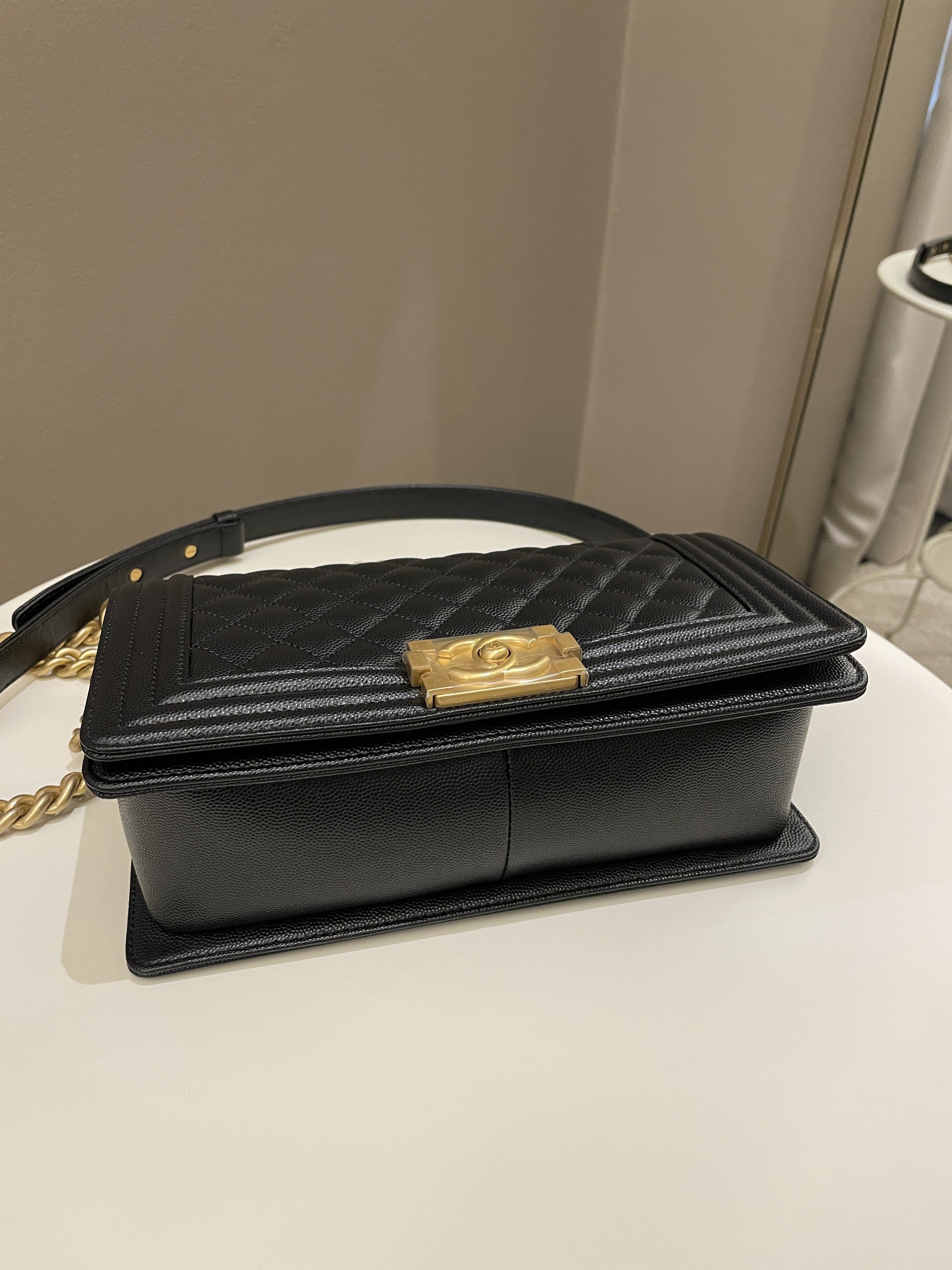 Chanel Quilted Boy Old Medium Black Caviar