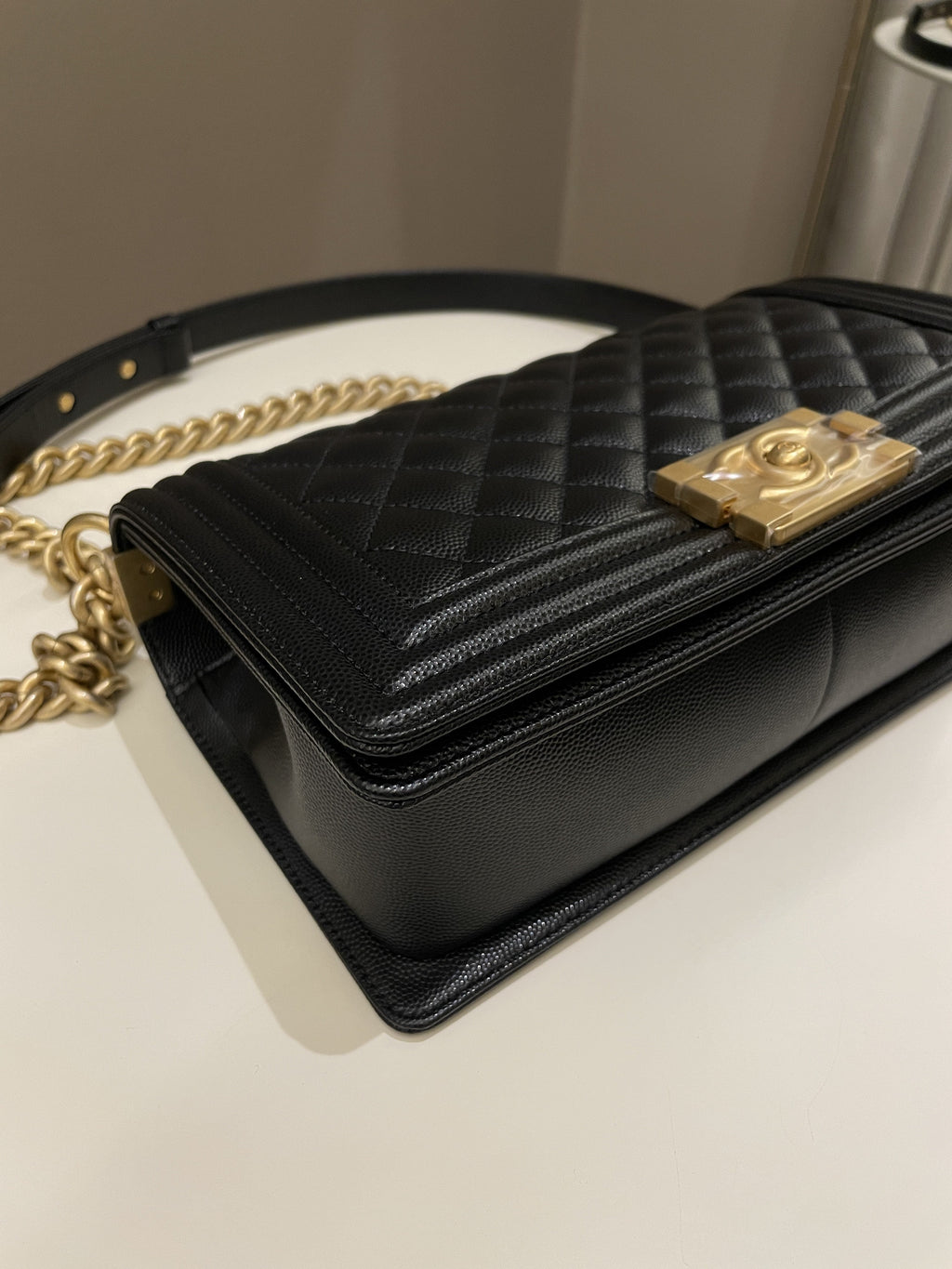 Chanel Quilted Boy Old Medium Black Caviar