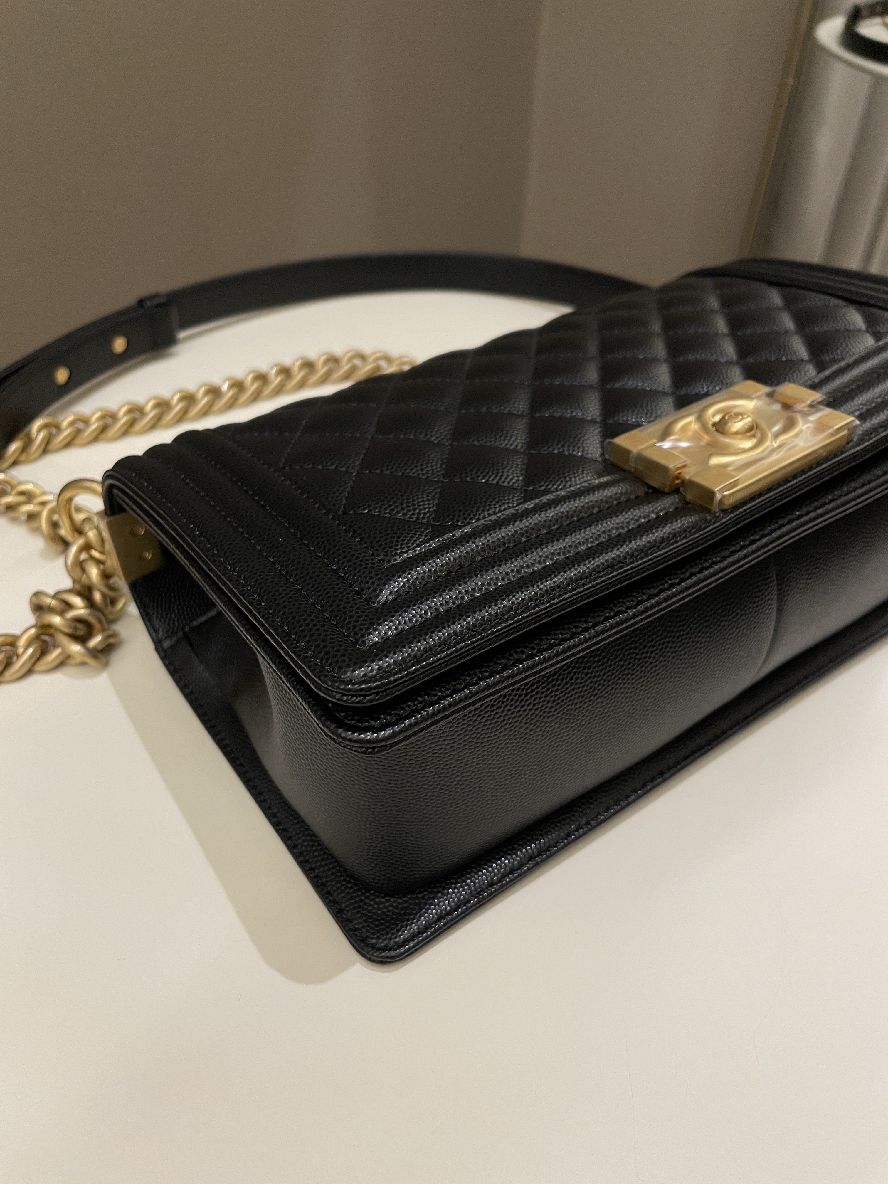 Chanel Quilted Boy Old Medium Black Caviar