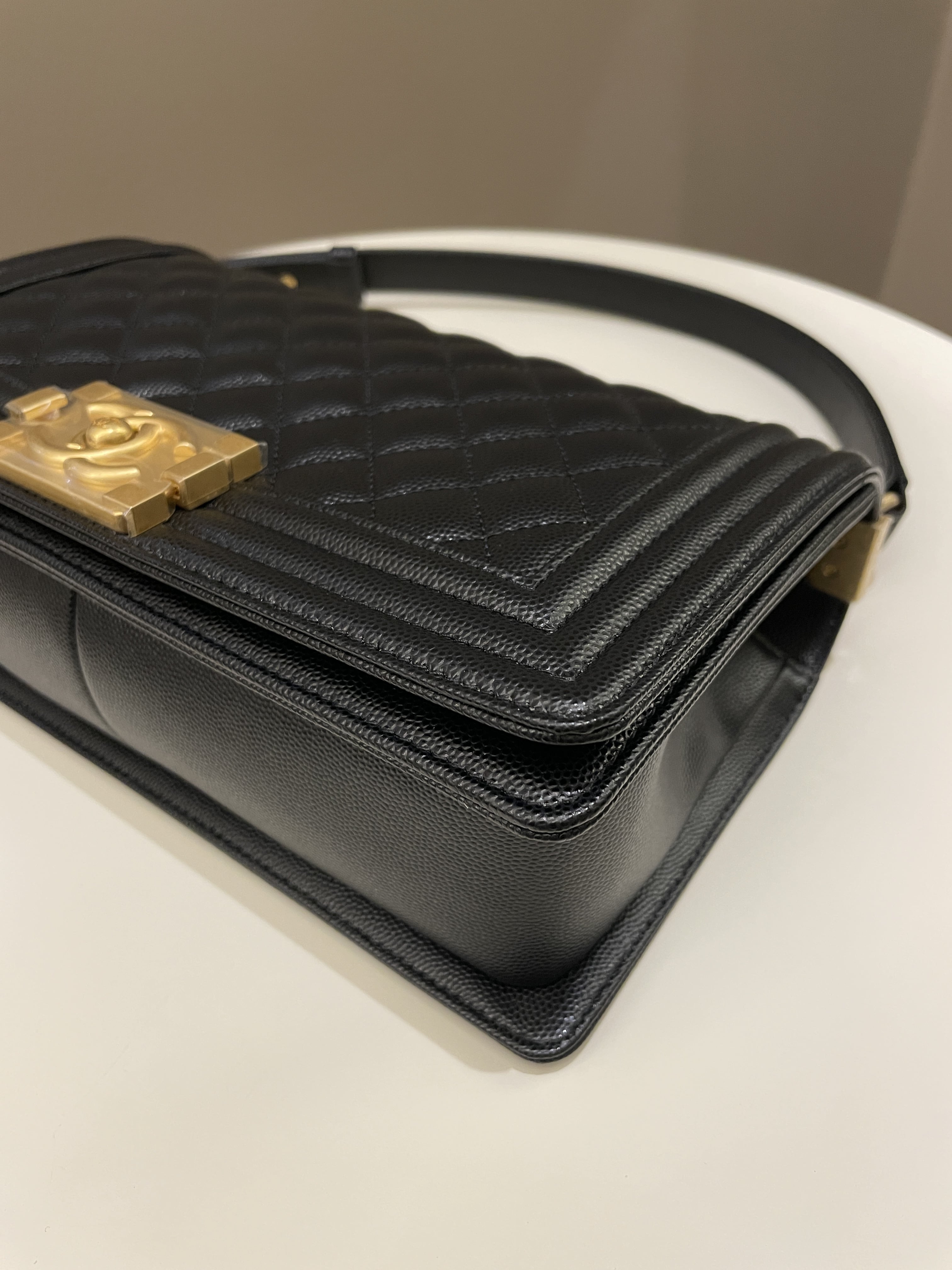 Chanel Quilted Boy Old Medium Black Caviar