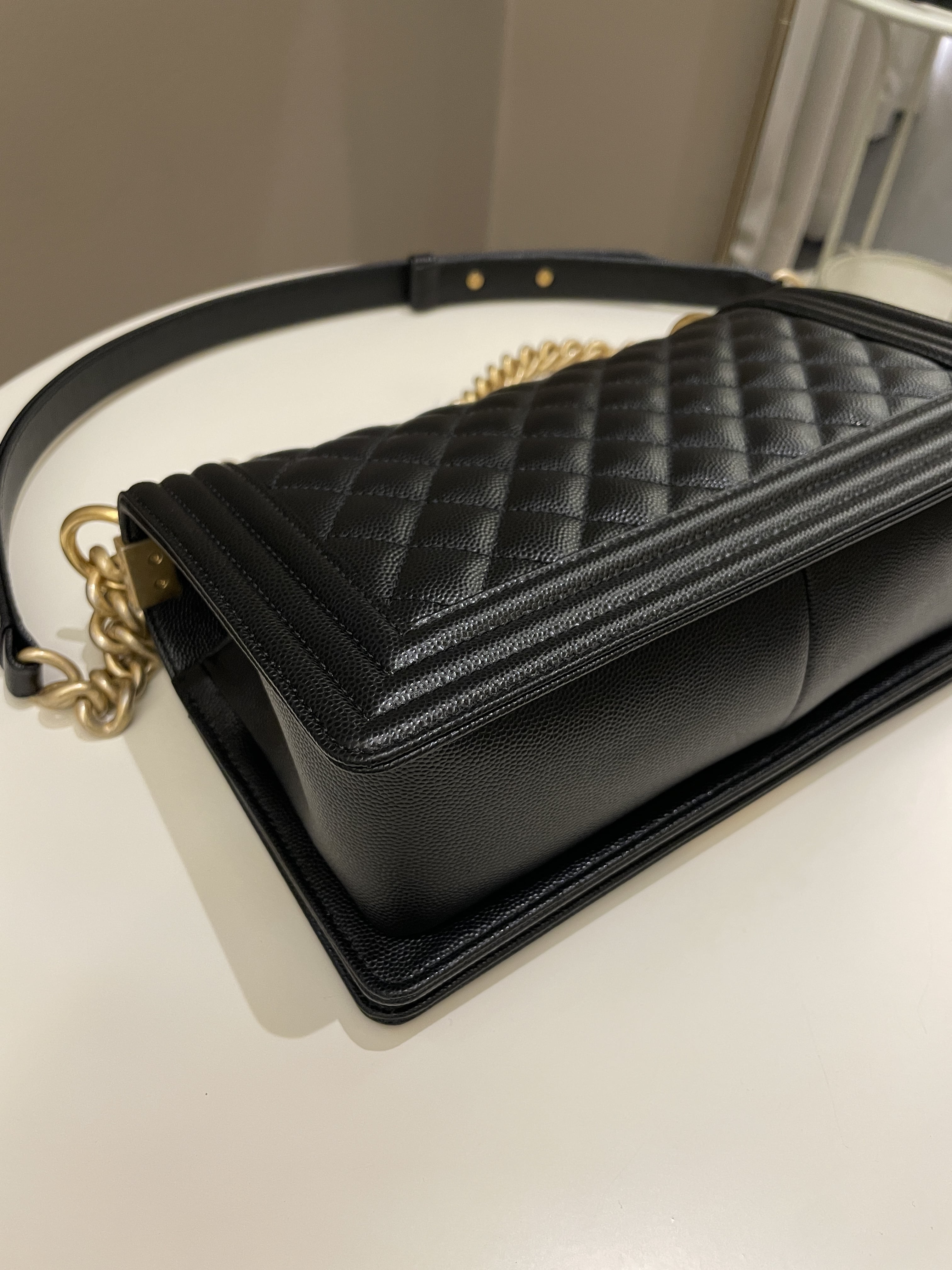 Chanel Quilted Boy Old Medium Black Caviar