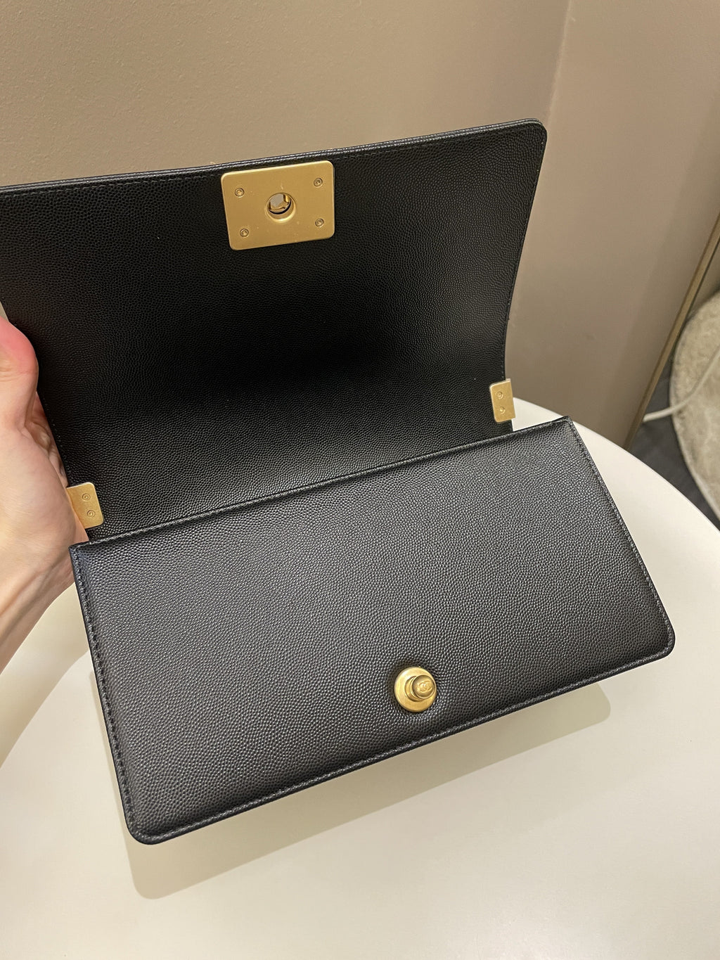 Chanel Quilted Boy Old Medium Black Caviar
