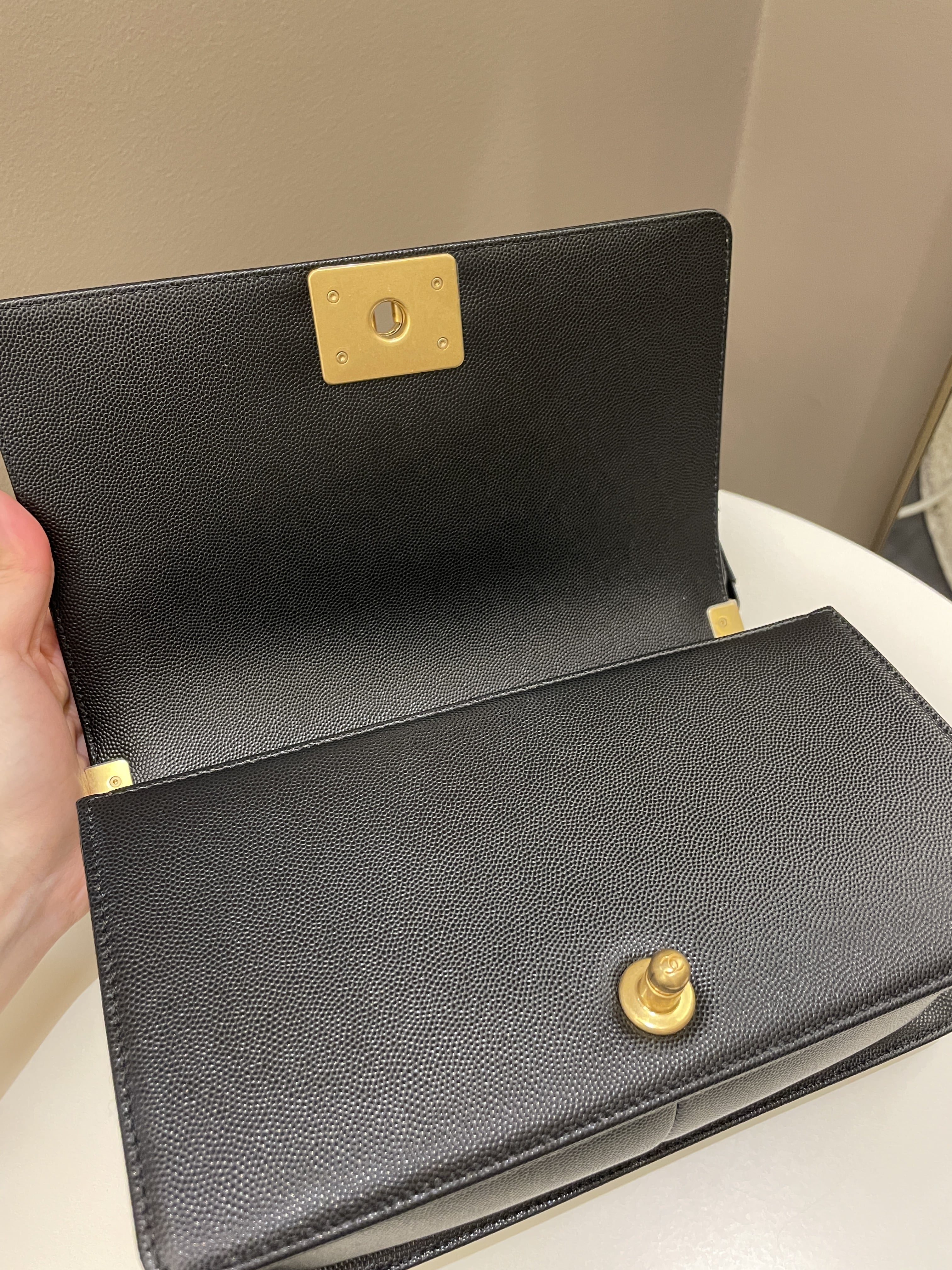 Chanel Quilted Boy Old Medium Black Caviar