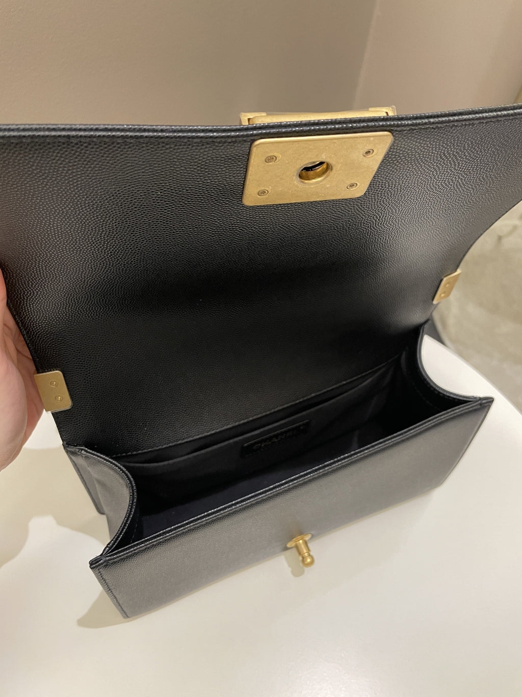 Chanel Quilted Boy Old Medium Black Caviar