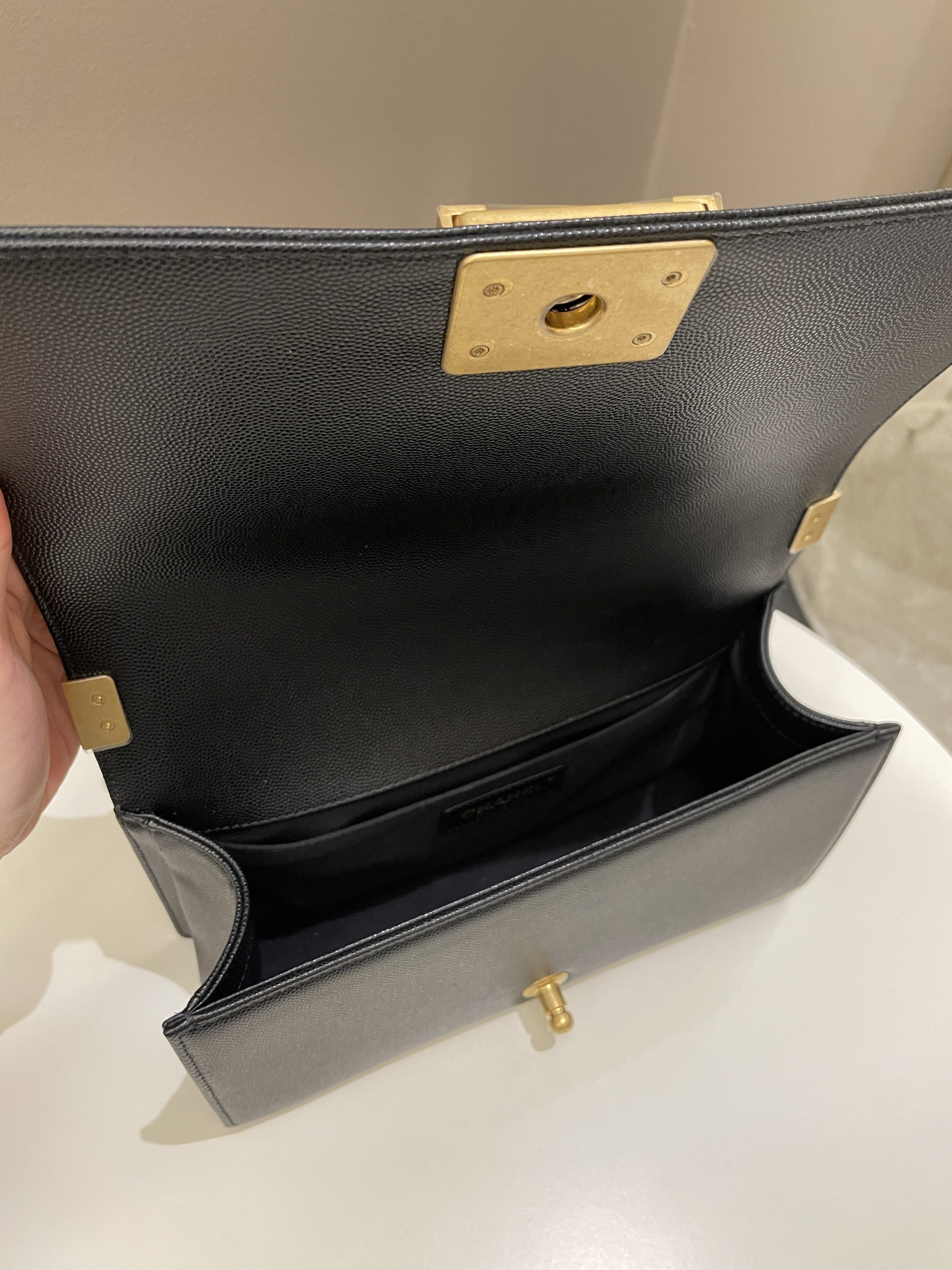 Chanel Quilted Boy Old Medium Black Caviar