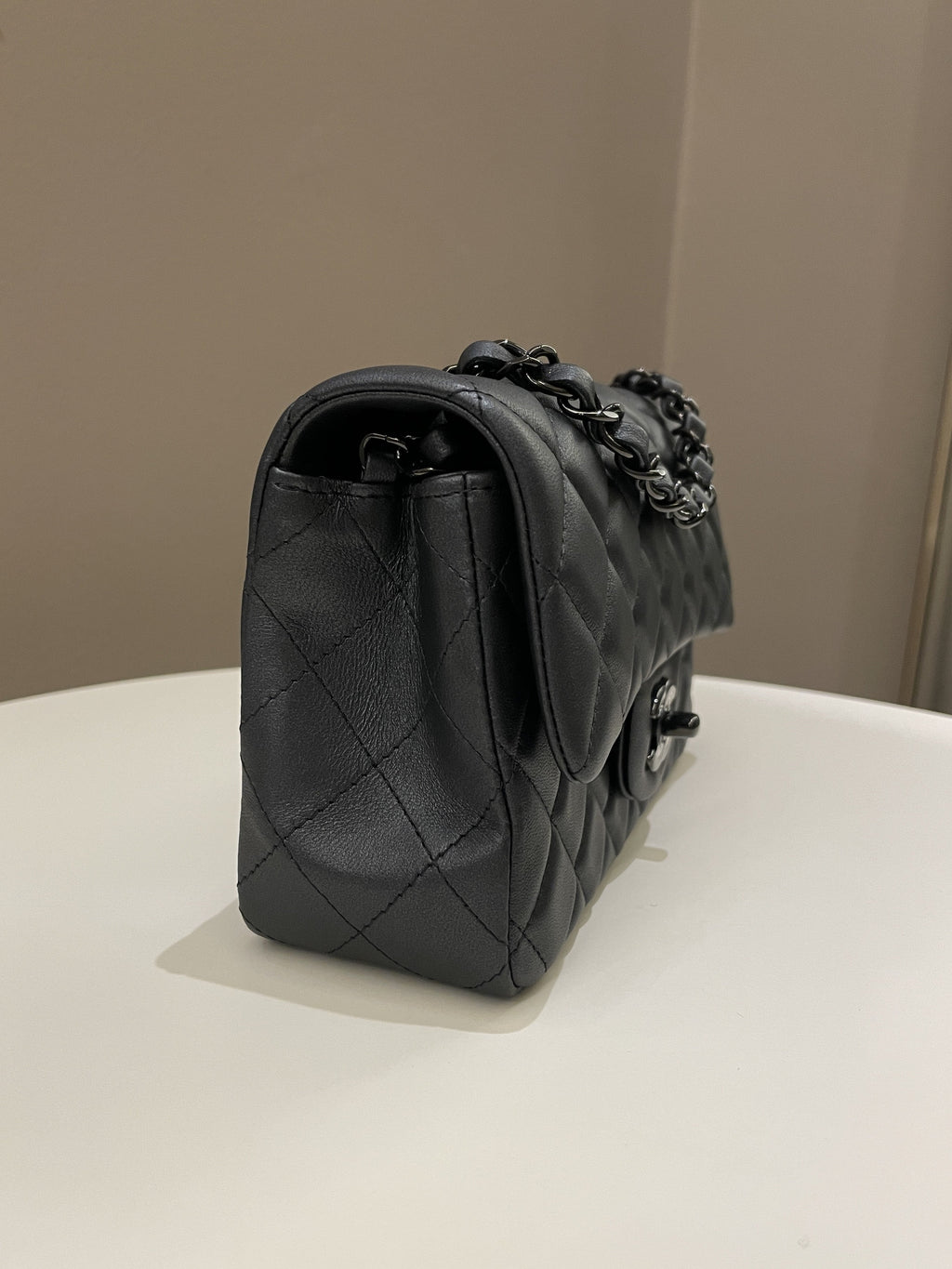Chanel 23B Classic Quilted So Black Mini Rectangular Black Lambskin