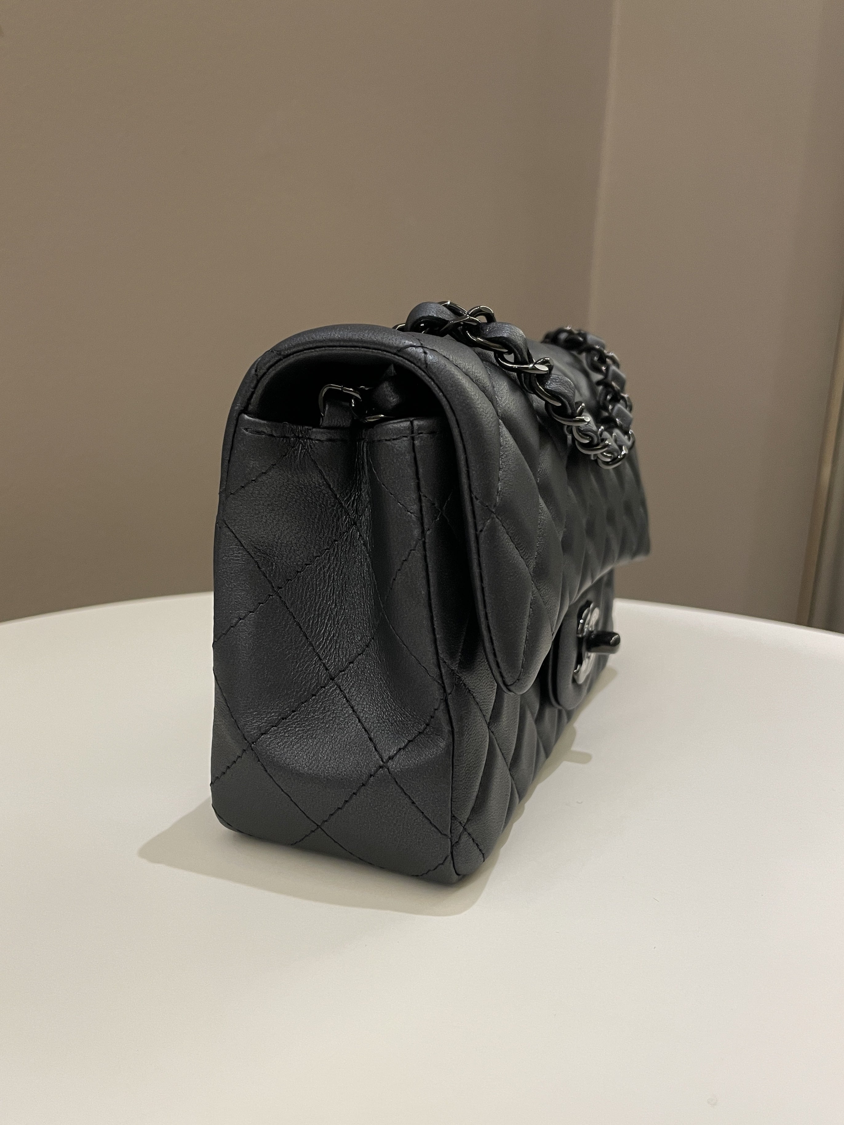 Chanel 23B Classic Quilted So Black Mini Rectangular Black Lambskin