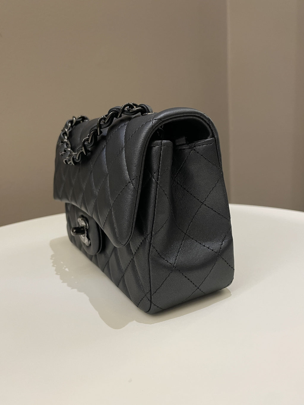 Chanel 23B Classic Quilted So Black Mini Rectangular Black Lambskin