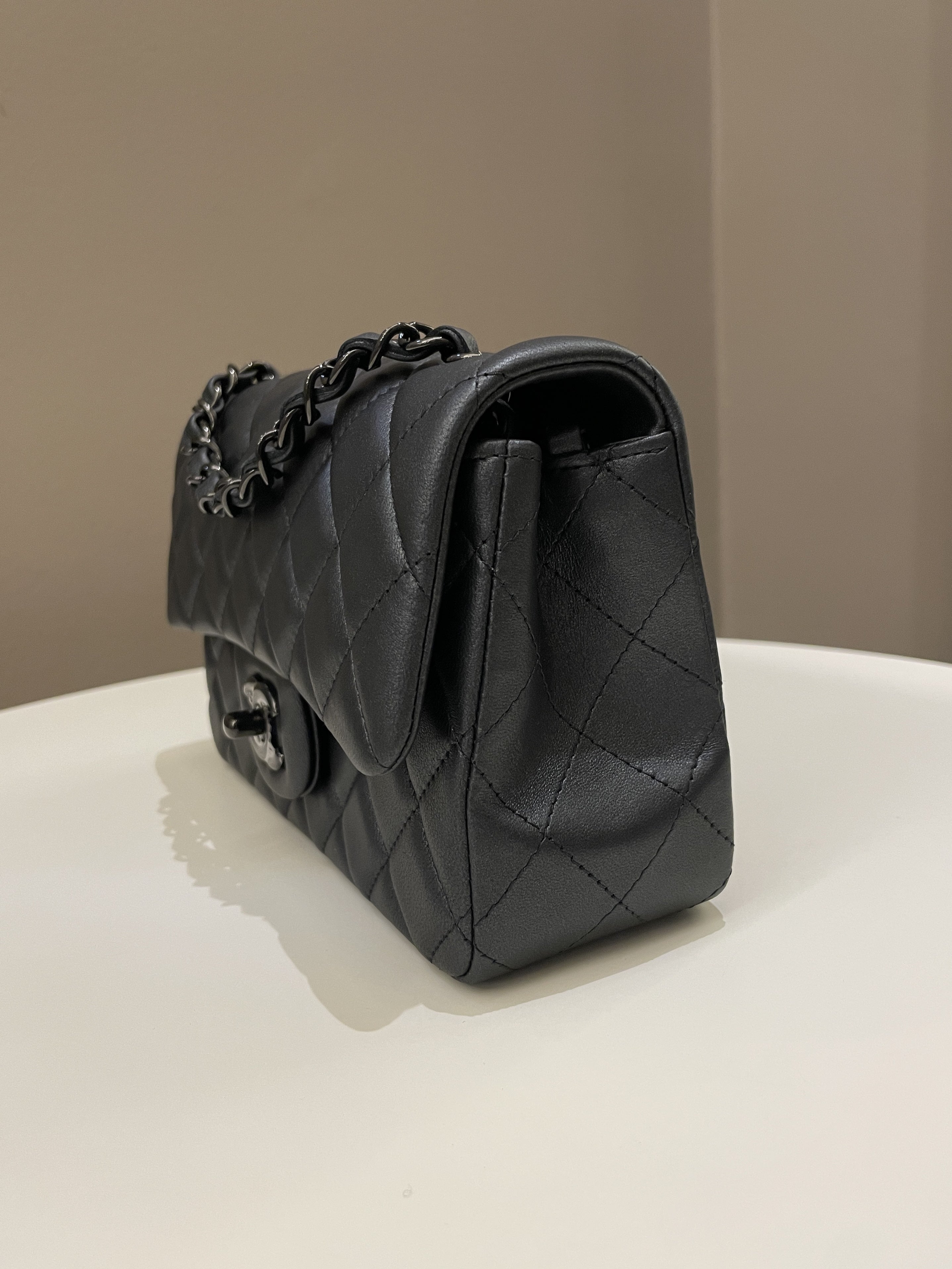 Chanel 23B Classic Quilted So Black Mini Rectangular Black Lambskin