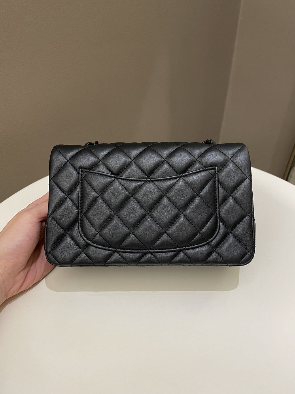 Chanel 23B Classic Quilted So Black Mini Rectangular Black Lambskin
