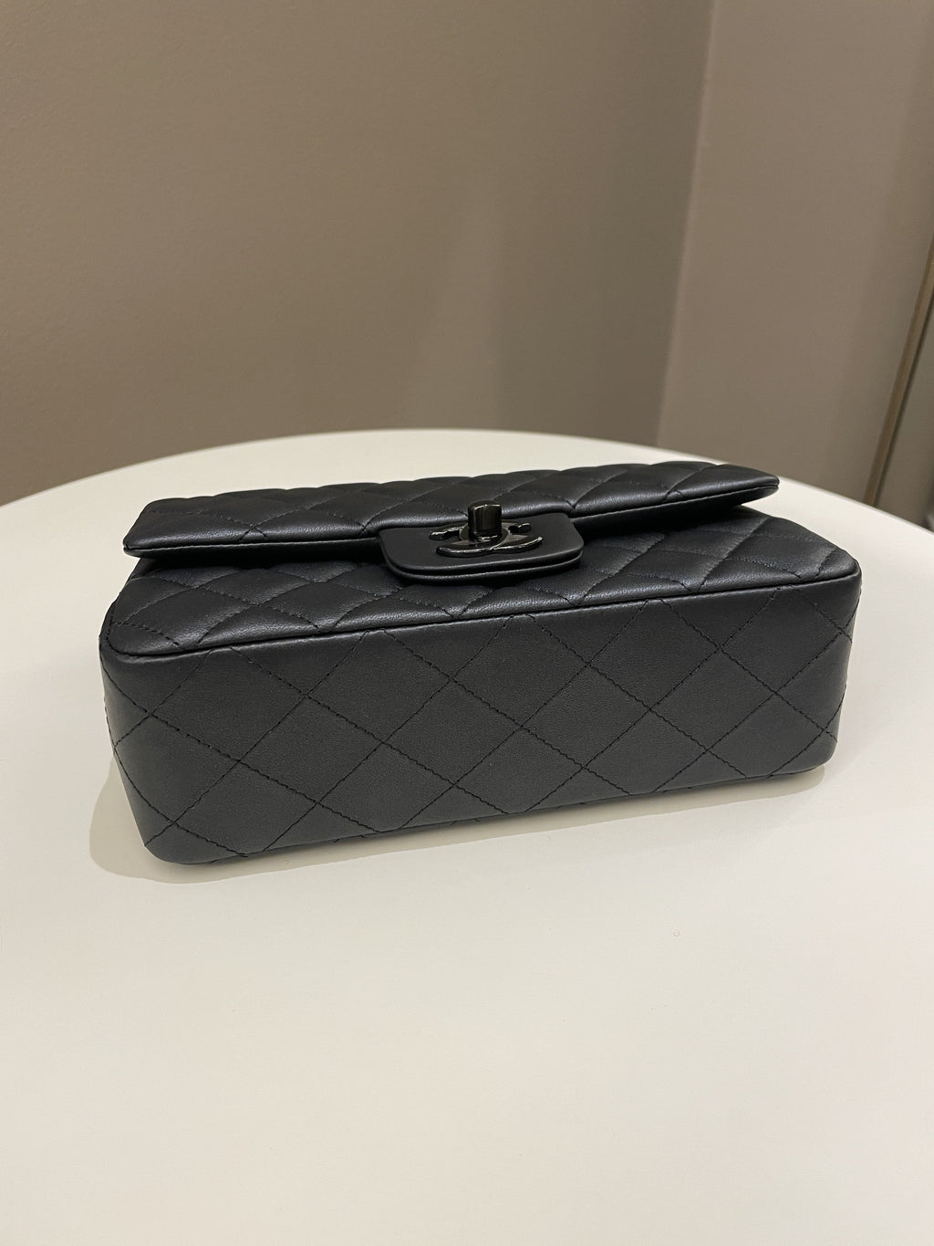 Chanel 23B Classic Quilted So Black Mini Rectangular Black Lambskin