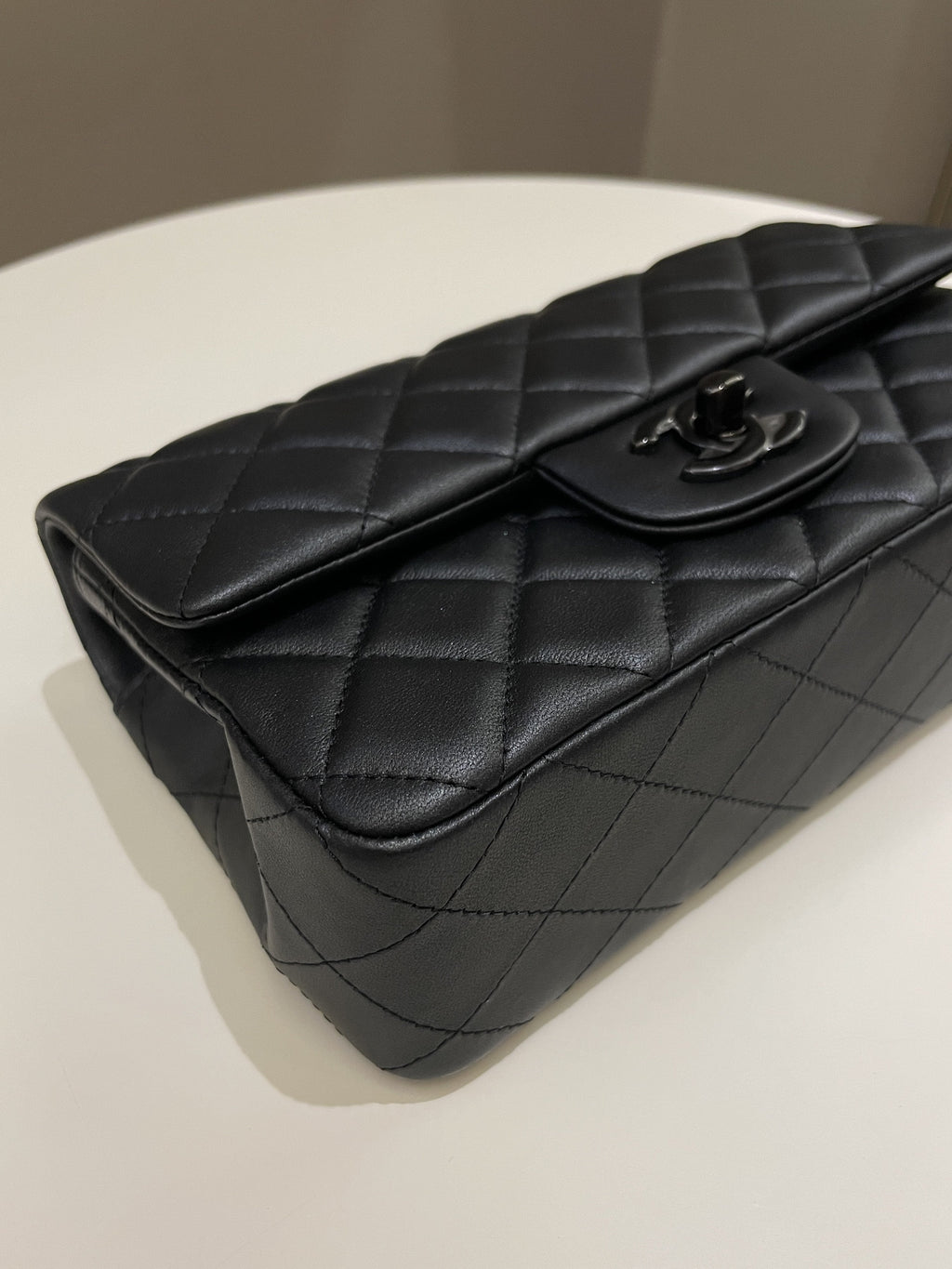Chanel 23B Classic Quilted So Black Mini Rectangular Black Lambskin