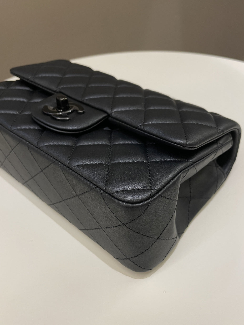Chanel 23B Classic Quilted So Black Mini Rectangular Black Lambskin