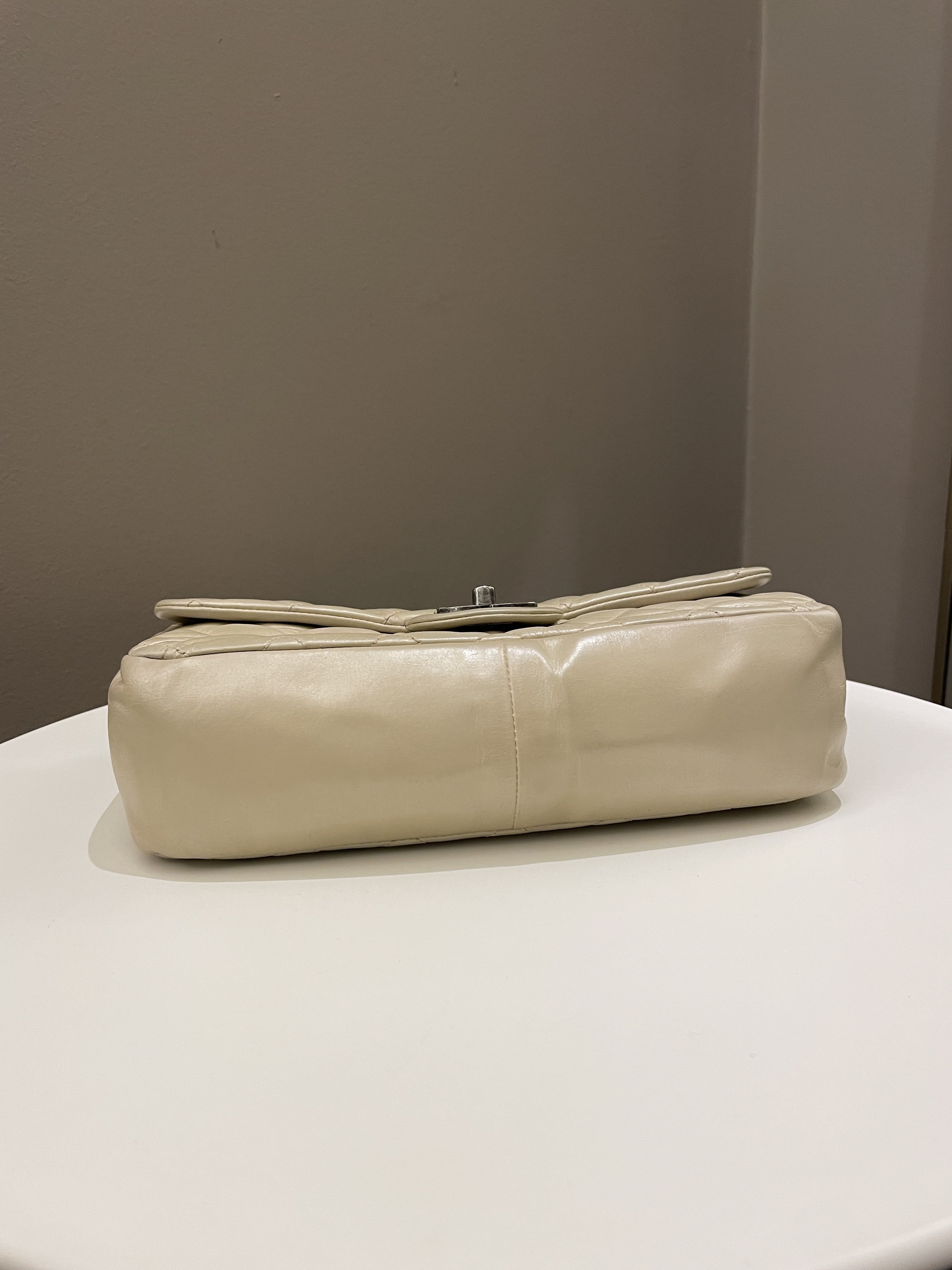 Chanel Quilted Handle Flap Bag Beige Calfskin