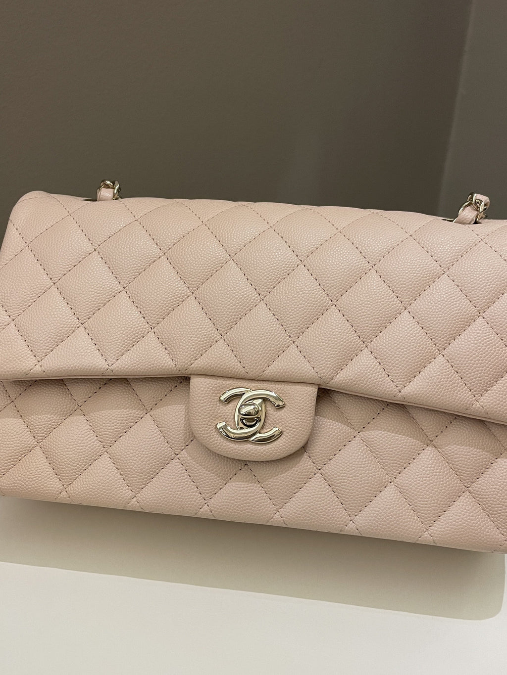 Chanel Classic Quilted Medium Double Flap Beige Caviar