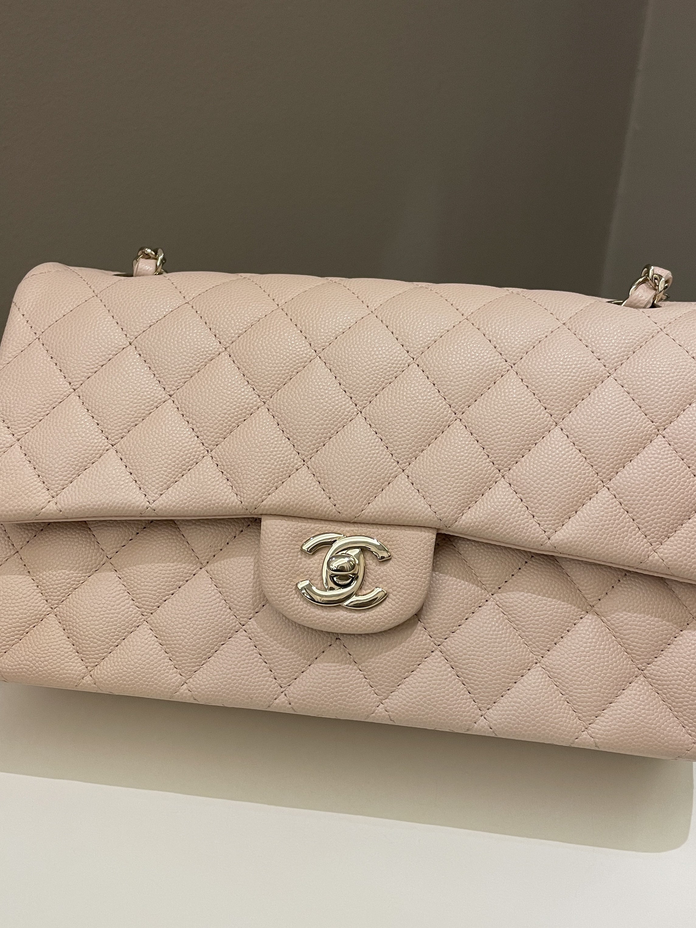 Chanel Classic Quilted Medium Double Flap Beige Caviar