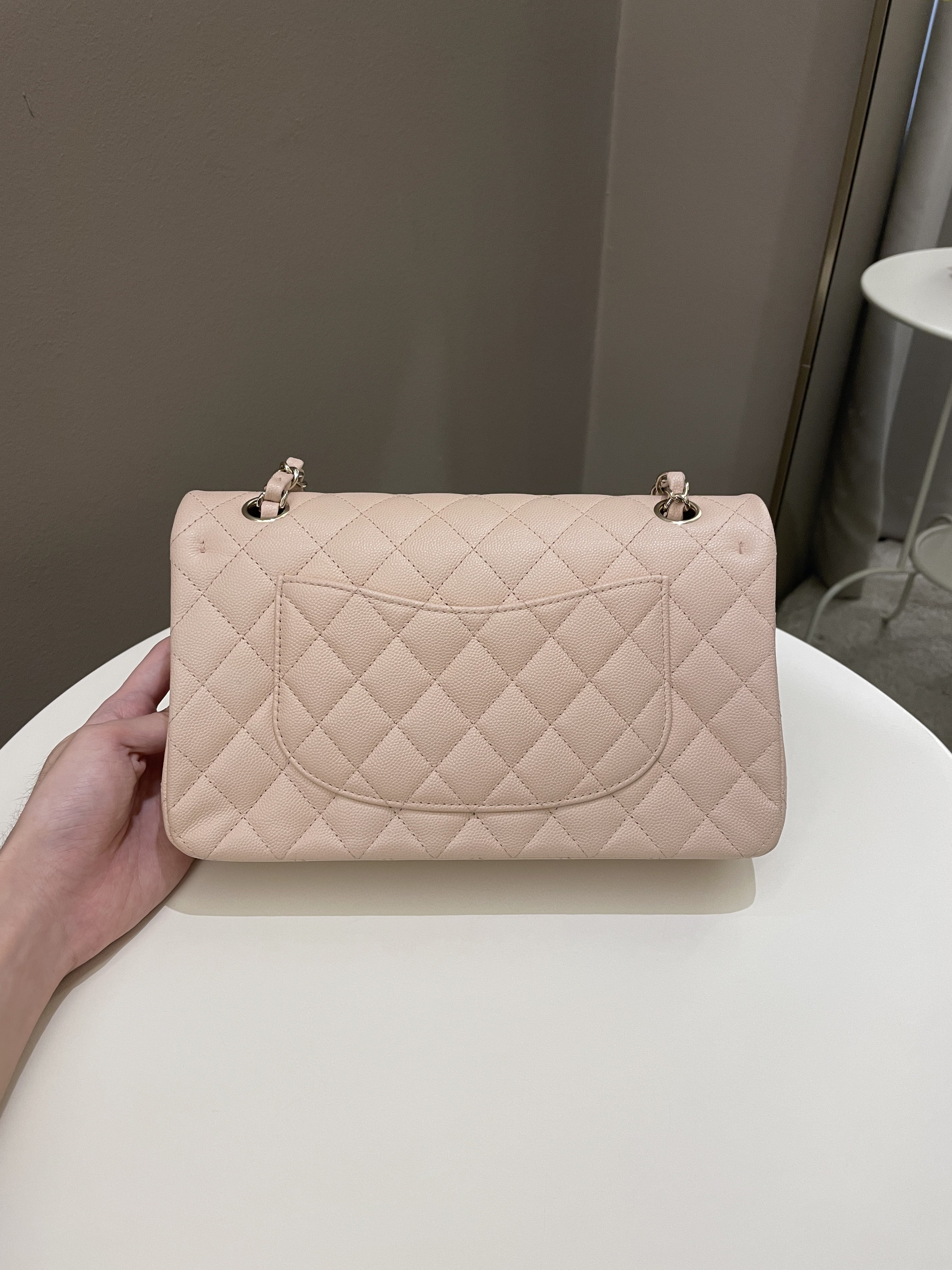 Chanel Classic Quilted Medium Double Flap Beige Caviar