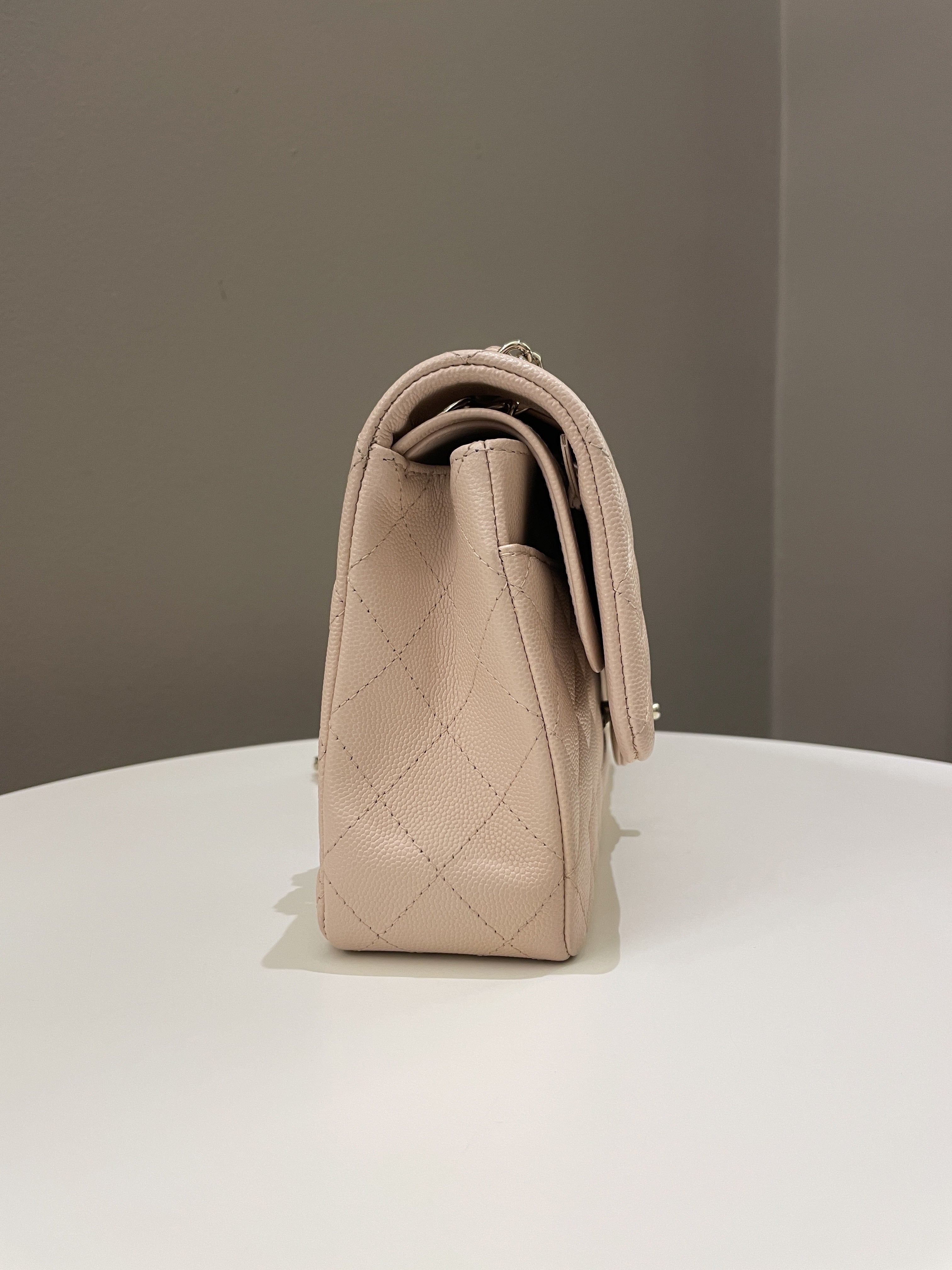 Chanel Classic Quilted Medium Double Flap Beige Caviar
