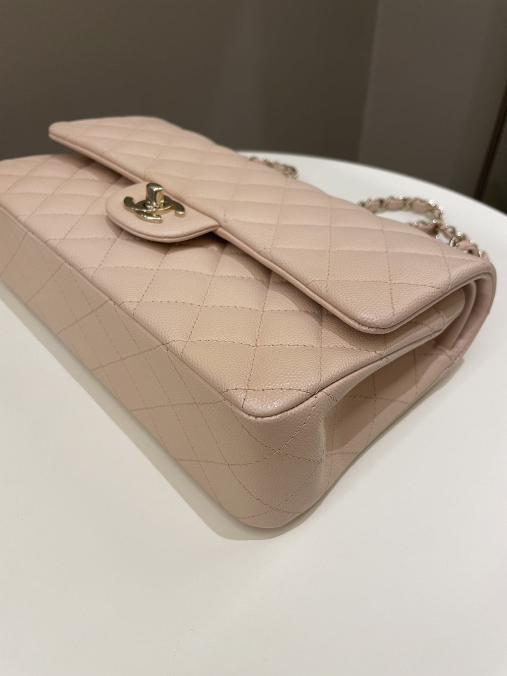 Chanel Classic Quilted Medium Double Flap Beige Caviar