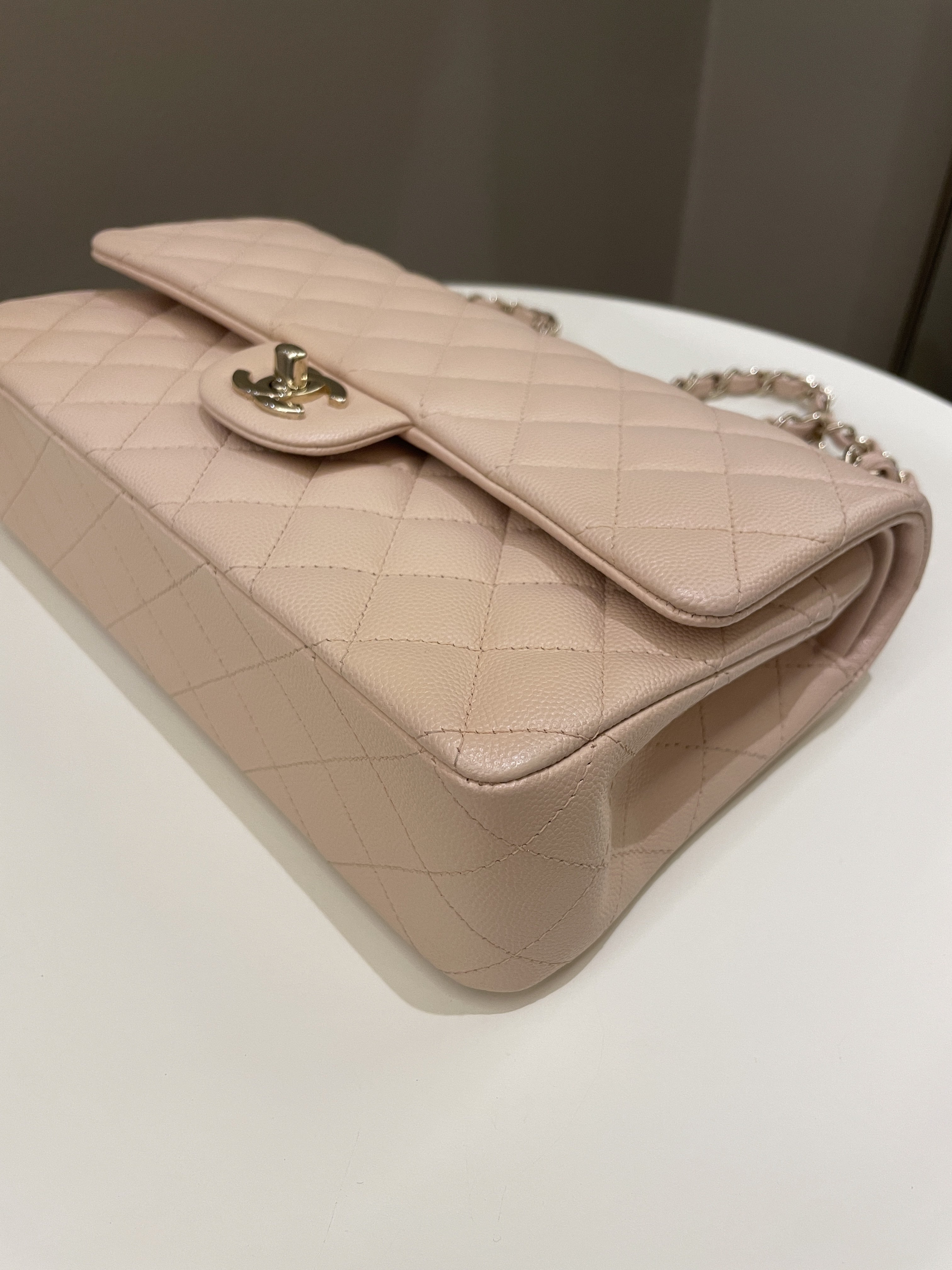 Chanel Classic Quilted Medium Double Flap Beige Caviar