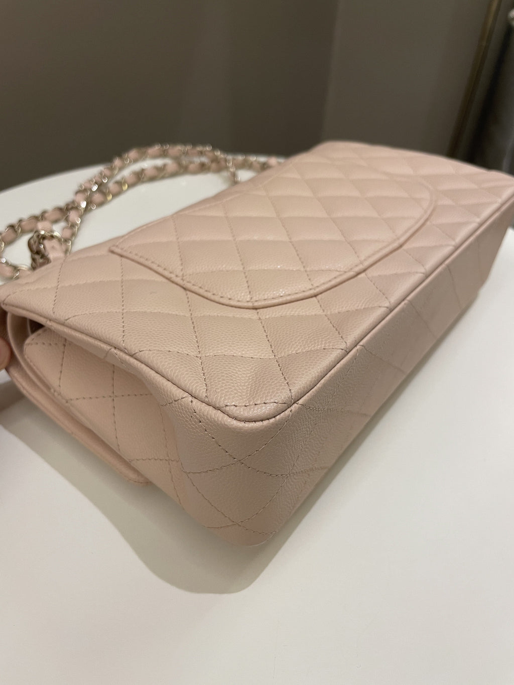 Chanel Classic Quilted Medium Double Flap Beige Caviar