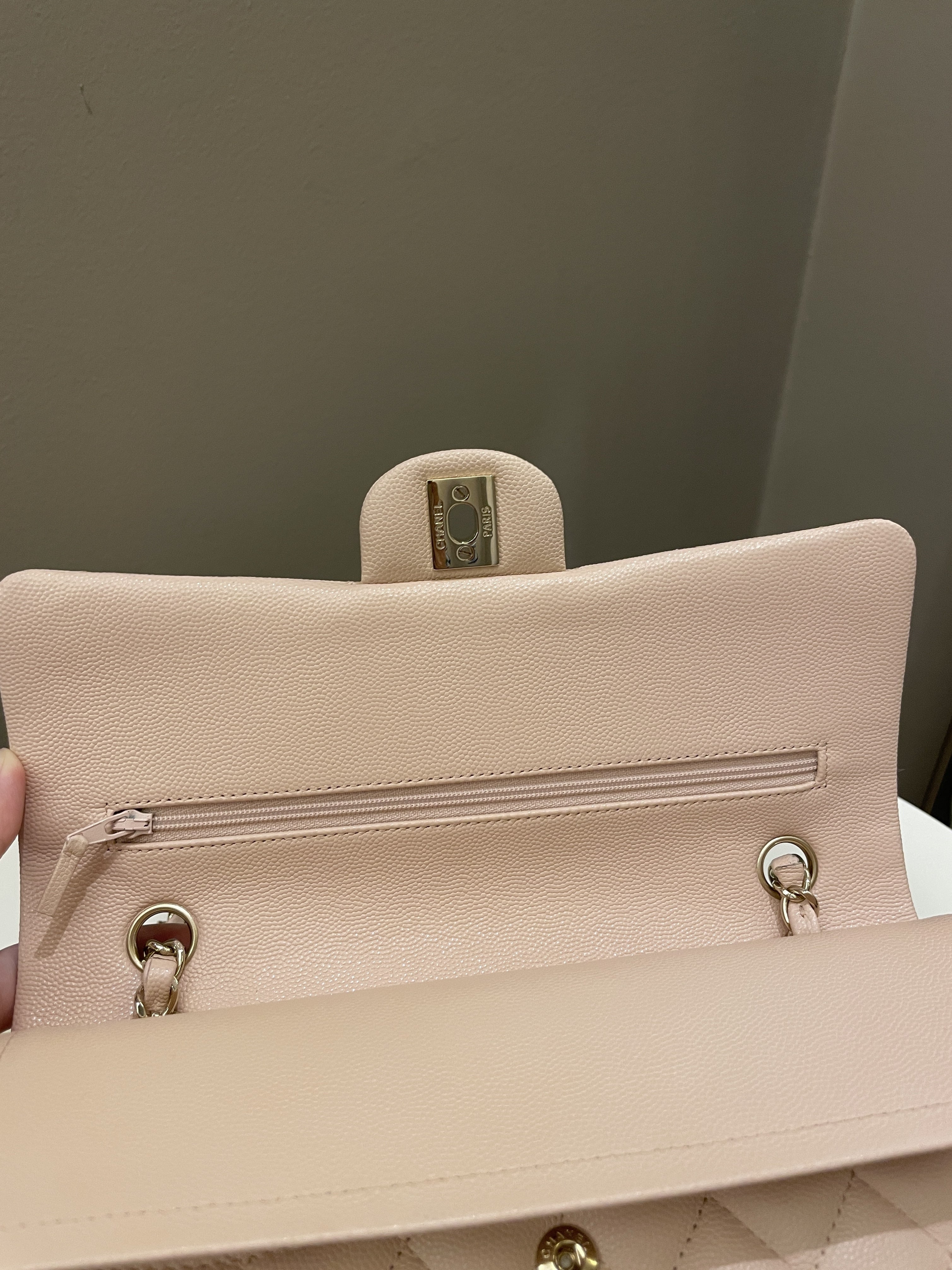 Chanel Classic Quilted Medium Double Flap Beige Caviar