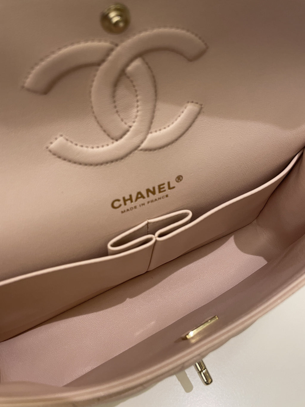 Chanel Classic Quilted Medium Double Flap Beige Caviar