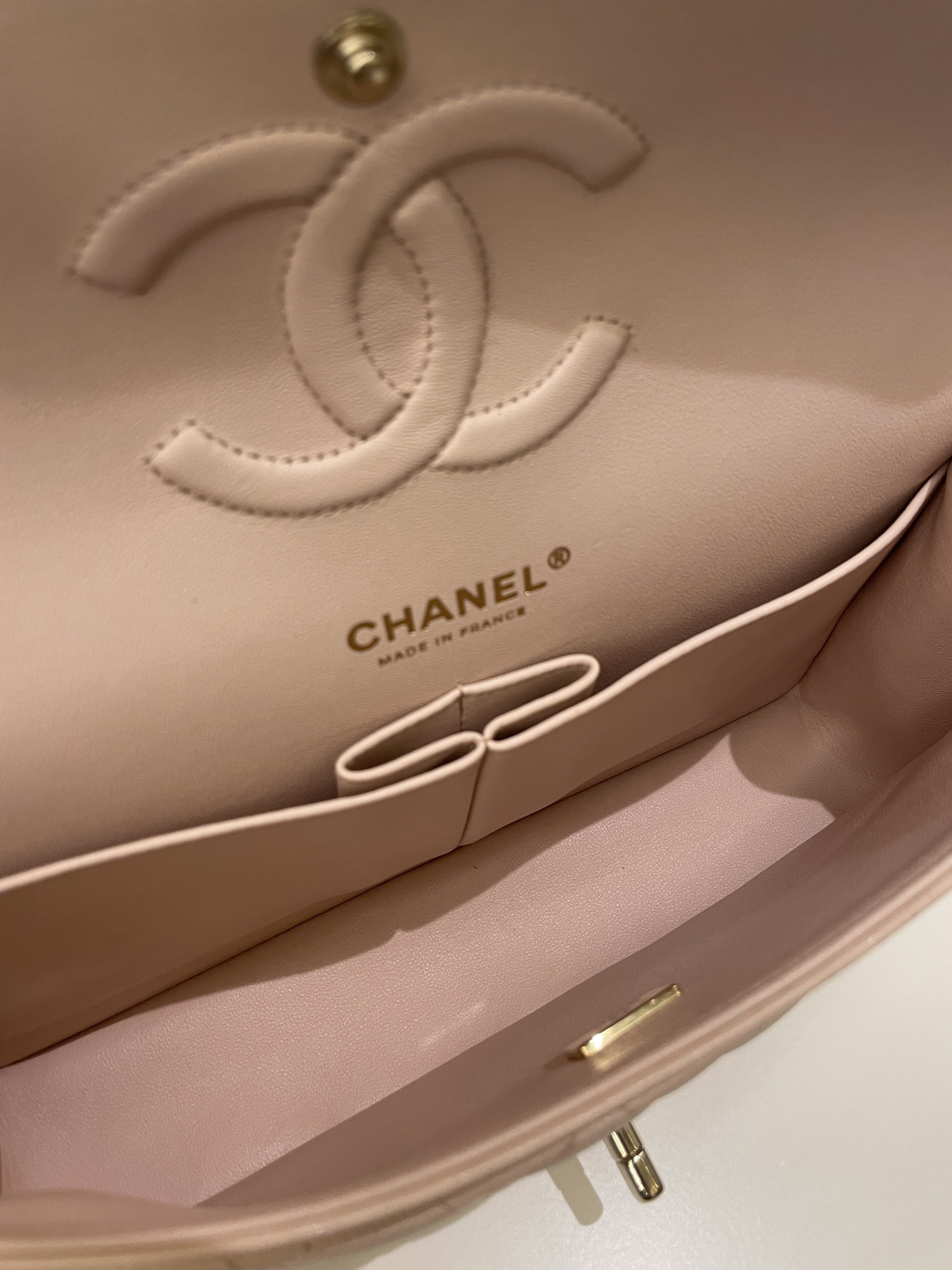 Chanel Classic Quilted Medium Double Flap Beige Caviar